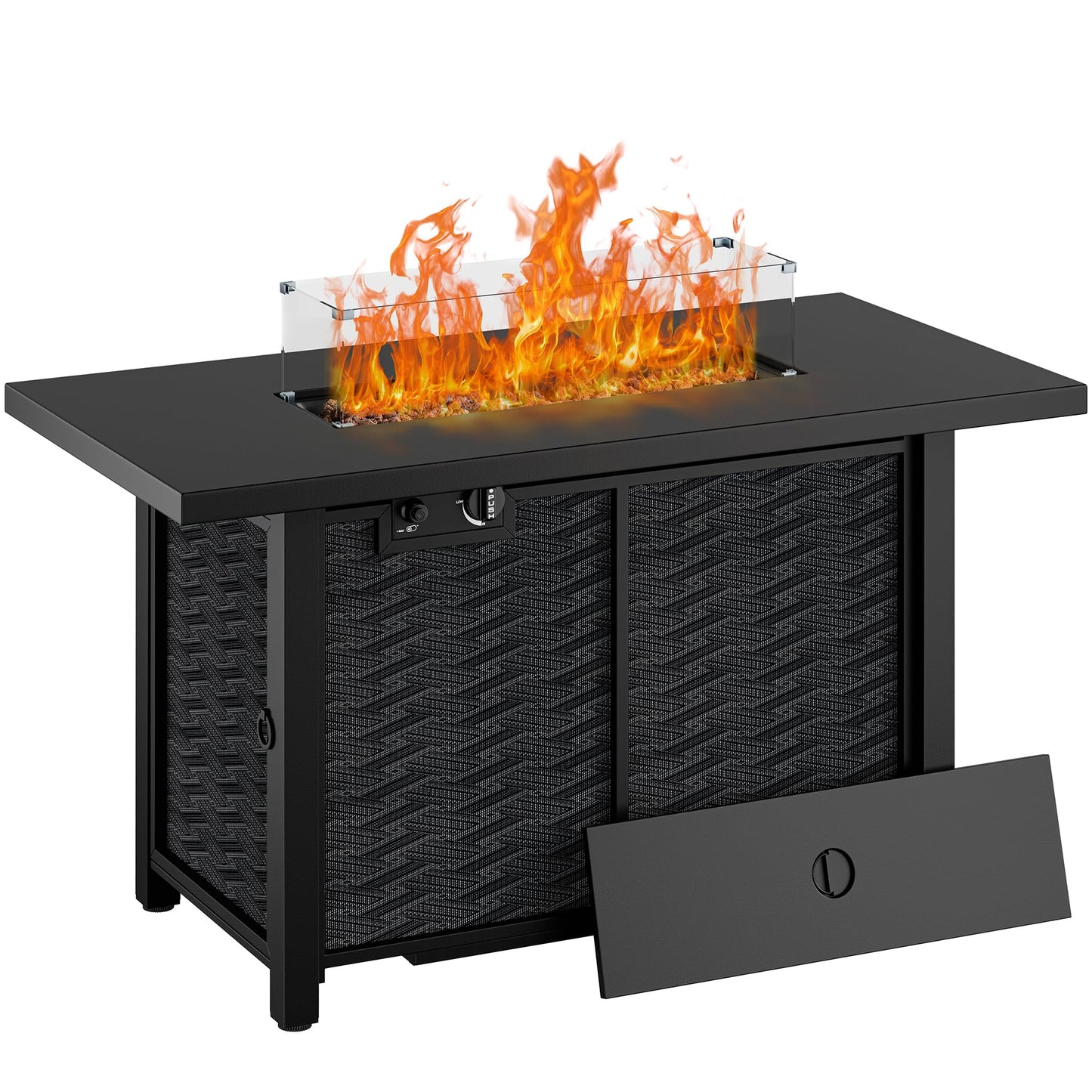 Shintenchi Propane Fire Pits 43″ Outdoor Gas Fire Pit, 50,000 BTU Rectangle Gas Fire Pit Table with Lava Rocks, 2-in-1 Fire Table with Removable Lid, CSA-Certified for Outside Patio,Parties,Backyard