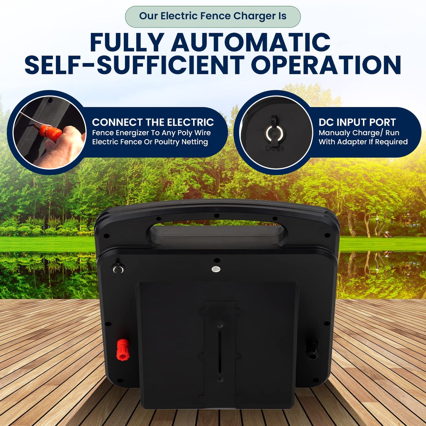 My Animal Command Solar Powered Electric Fence Charger 0.25 Joules Output (9-11KV) with Lithium Battery Energizer Containment & Protection of Livestock Horses Cattle Sheep Pets Easy Install