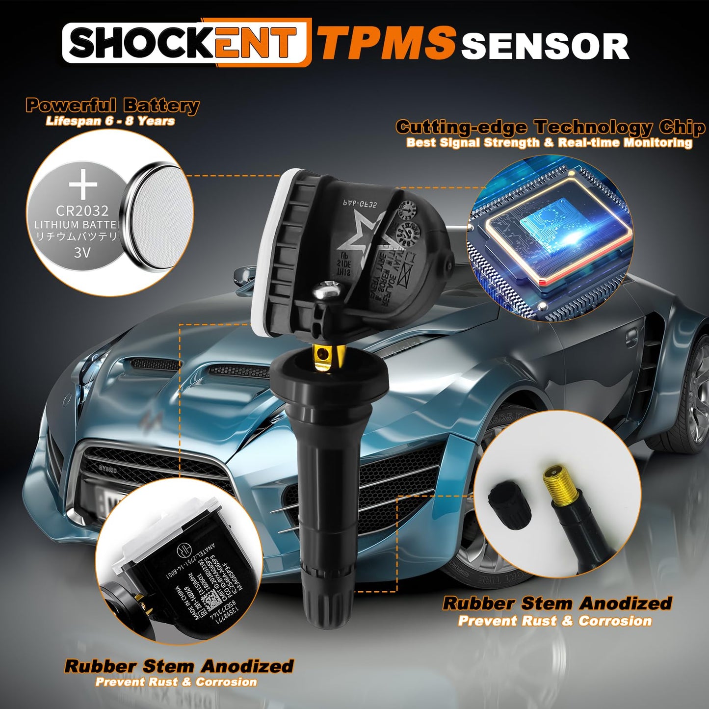 SHOCKENT 13598773 Upgraded 433MHZ TPMS Sensor Fits for:-Chevy Traverse 2016-2022, Malibu 2016-2022, Cruze 2016-2019, Impala 2017-2018, Tire Pressure Monitoring System Sensor-4PCS