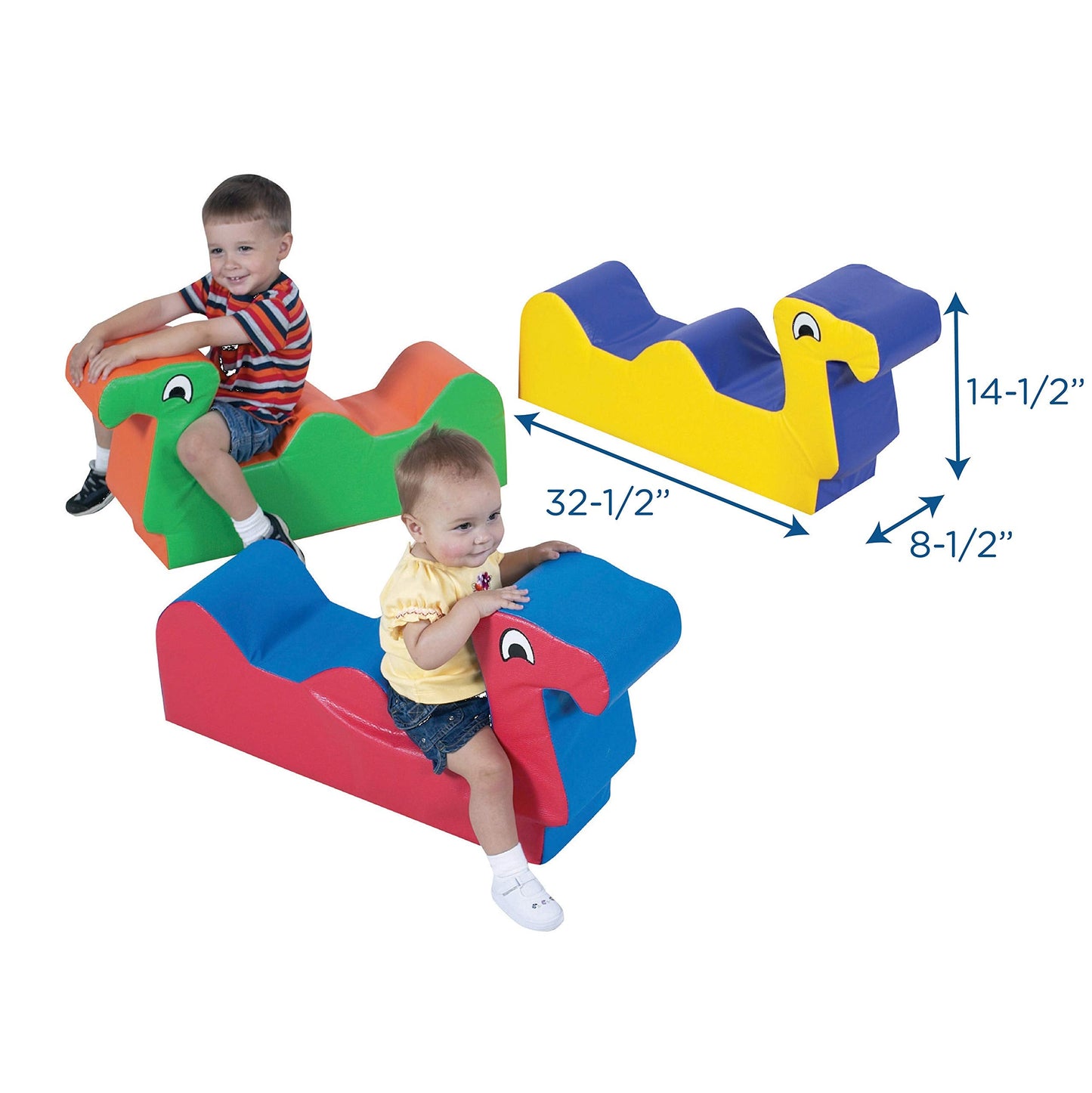 Children's Factory Nessie Family, Toddler/Infant Ride On Toys for 1-2 Year Old, Indoor Soft Play Equipment for Daycare/Classroom, Multi, Large, Set of 3