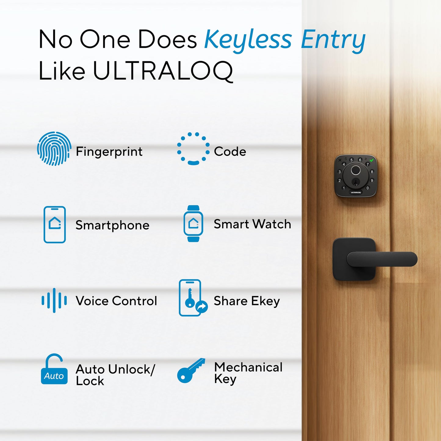 ULTRALOQ 2026 Upgrade Bolt Fingerprint Smart Lock in Black, Biometric Deadbolt with Built-in WiFi, Keyless Entry Door Lock, App Remote Control, 10 Months Battery, IP65 Waterproof, BHMA Grade AAA