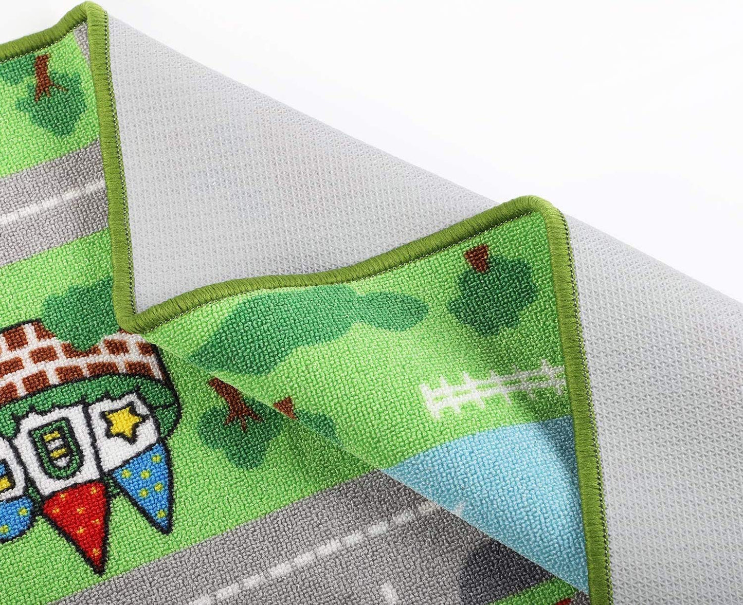 HUAHOO Kids Carpet Playmat, Car Rug for Toy Cars and Trains, Non Slip Play Mat for Playroom, City Life Educational Road Traffic Carpet for Classroom & Nursery (Parking, 52x75in)