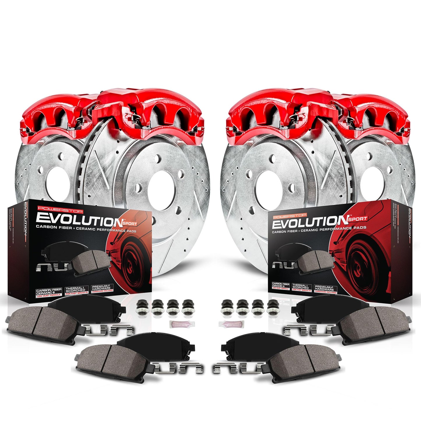 Power Stop KC2742 1-Click Performance Brake Kit with Caliper For Acura TSX 2009-2010, Honda Accord 2008-2010 [Model Specific]