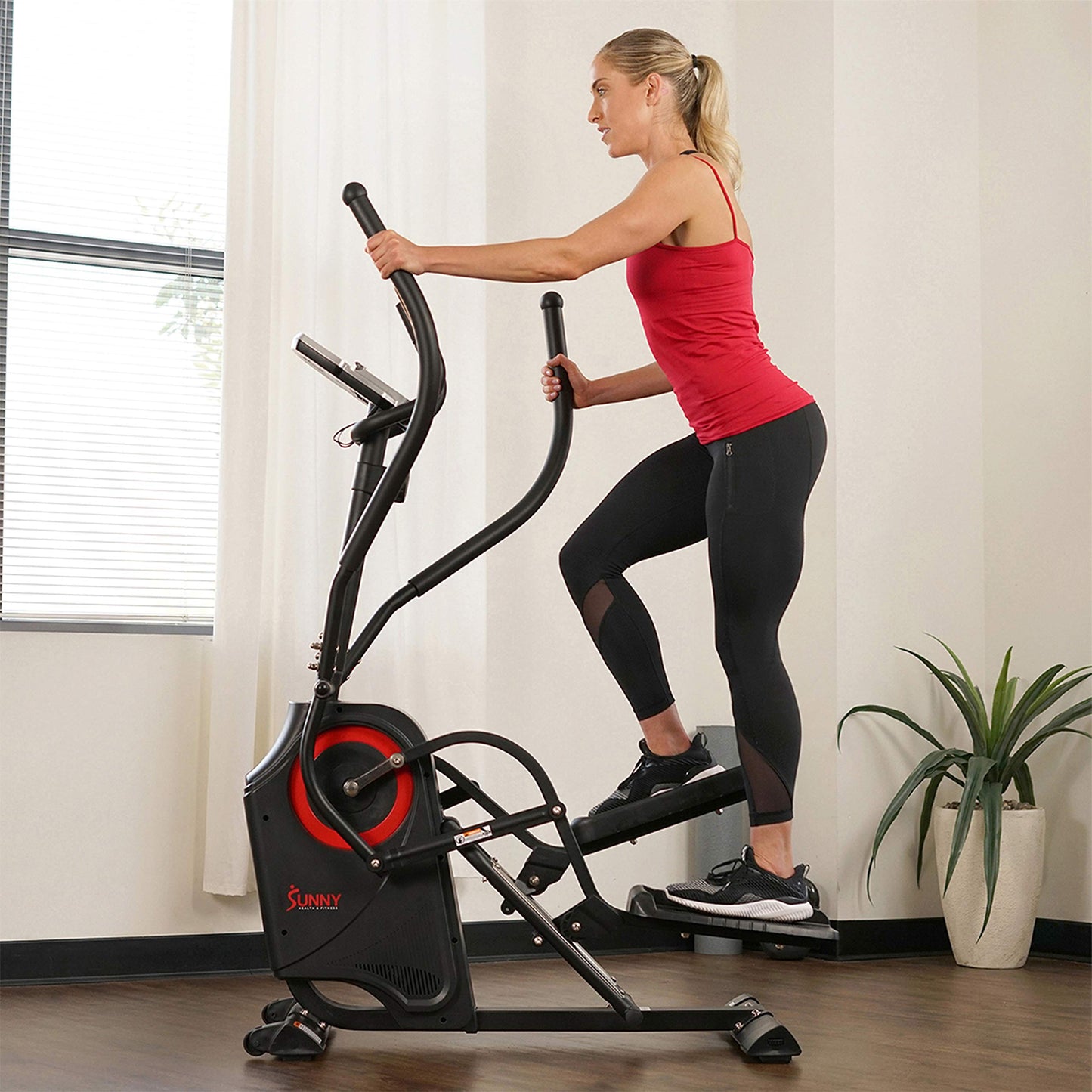 Sunny Health & Fitness Premium Cardio Climber Stepping Elliptical Machine - SF-E3919, Black