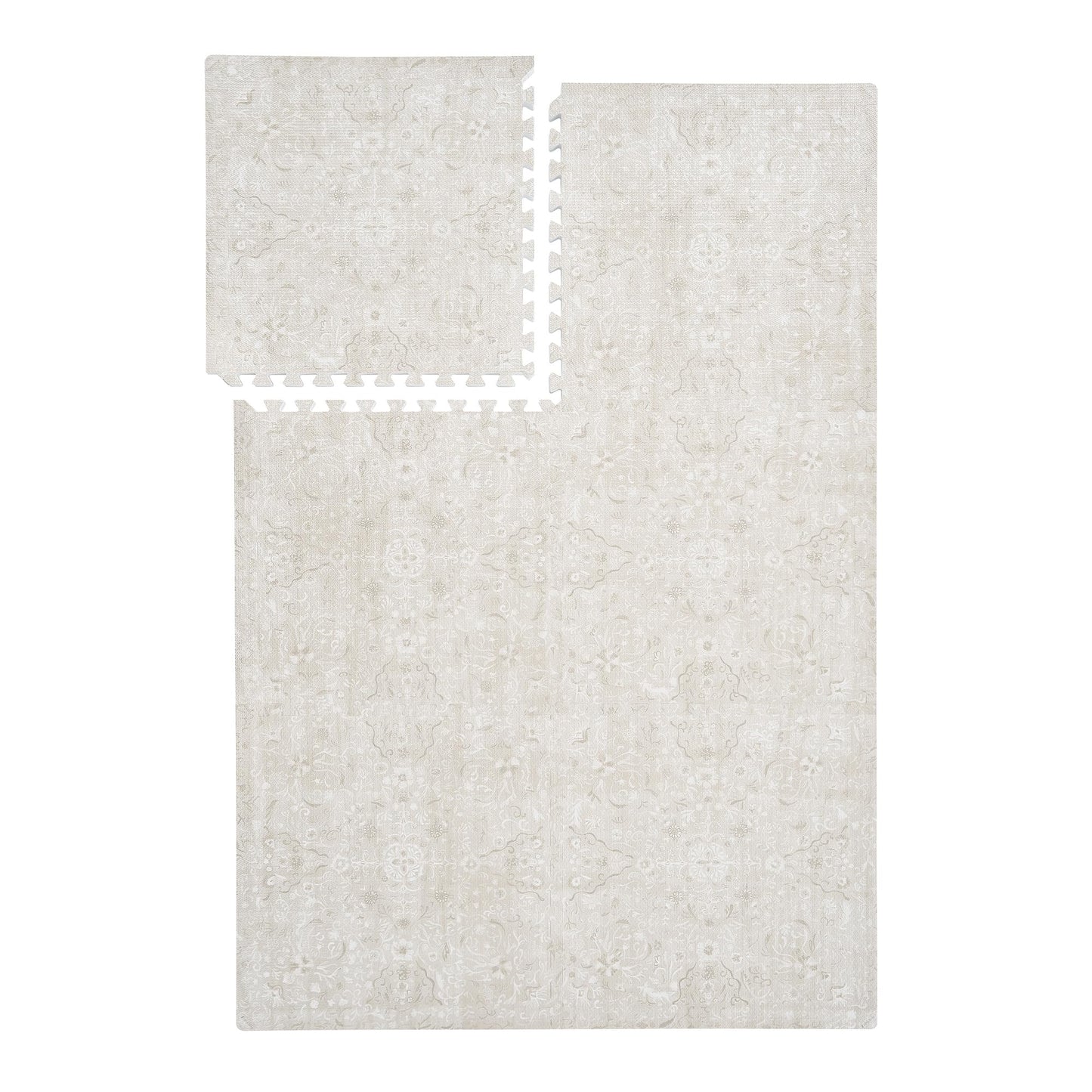 PopsyKosy Premium Baby Floor Play Mat - Thick & Cushioned 0.5 inch Playroom Foam Mat, Non-Toxic Odorless - 6 Tiles - Spacious 6x4 ft. - Stylish & Large, Waterproof for Kids & Toddlers - Pearl Beige