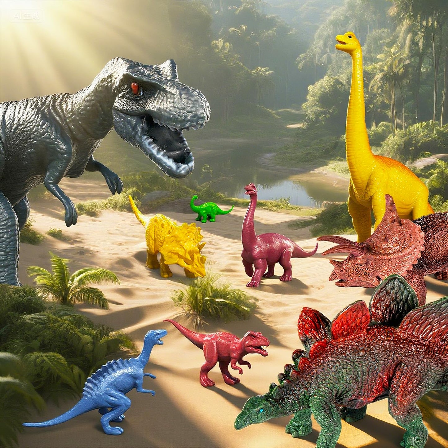Guminnara 22 in 1 Toddler T-rex Dinosaur Truck Toy Set for Kids Boys 3-5 5-7, Tyrannosaurus Carrier Transport Truck with 18 Jurassic Dino Figures, Birthday Toy for Boys Girls 3 4 5 6 7 Years Old