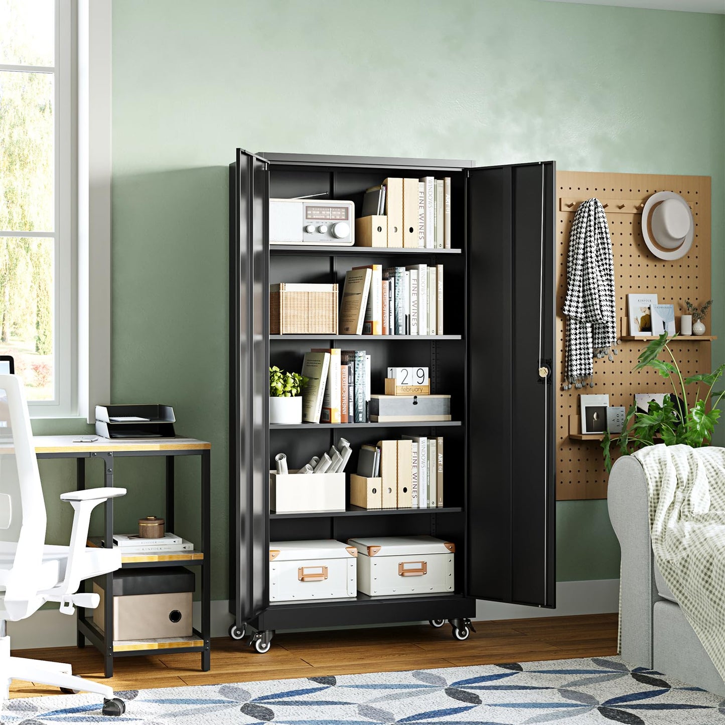 Letaya Metal Garage Storage Cabinets with Lock Door and Adjustable Shelves, Steel Tool Cabinets for Home,Office,Warehouse Organisieren (Black, 75" H)