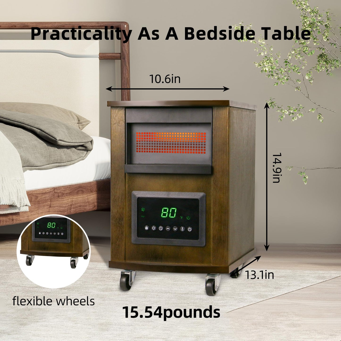 Infrared Heaters for Indoor Use 1500W Space heater with 3 Heat Settings Remote Overheat and Tip-over Proteciton Child Lock 12H Timer Electric Heater Indoor WEWARM