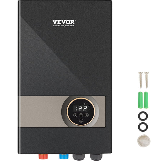 VEVOR Tankless Water Heater Electric 18KW, Compatible for Kitchen & Shower, LCD&Touchscreen, Digital Temperature Display, Child Lock, 240V, Black