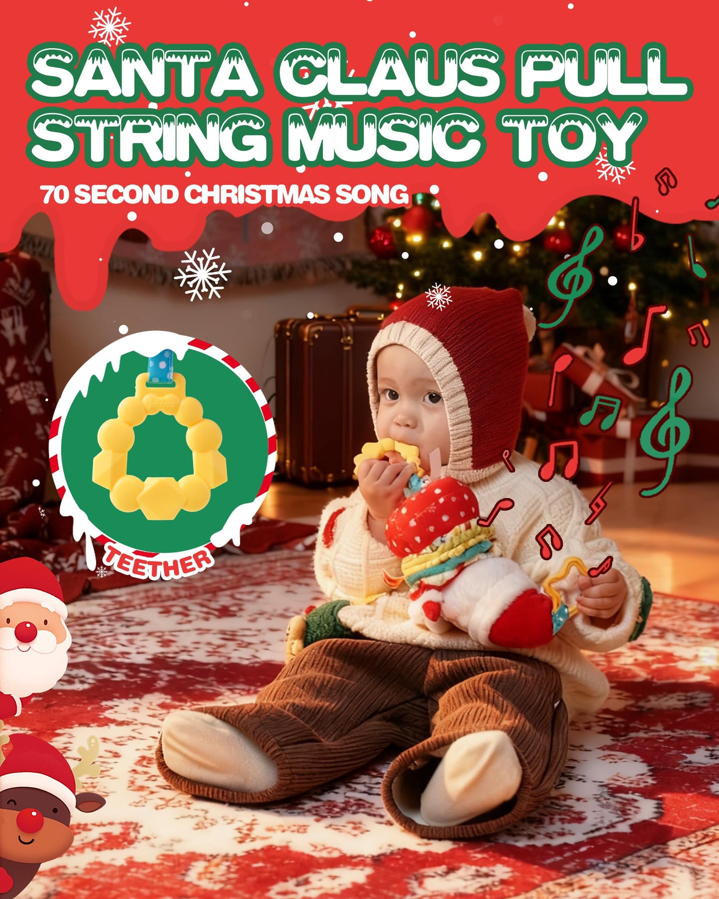 Jollybaby Car Seat Stroller Crib Hanging Toy for Baby 6-12-18-36 Months, My Baby First Christmas Toys Set, Tummy Time Infants/Newborns Easter Gifts for Boy and Girl