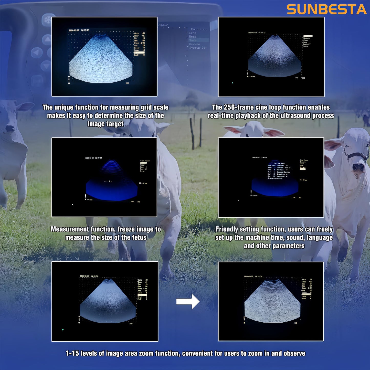 S-M6 Portable Veterinary Ultrasound Pregnancy Scanner with Heated 3.5MHz Sector Probe, 5.7″ HD Display, Long Battery Life, Easy-to-Use for Beginners, for Pigs, Sheep & Dogs, Farm and Clinic Use