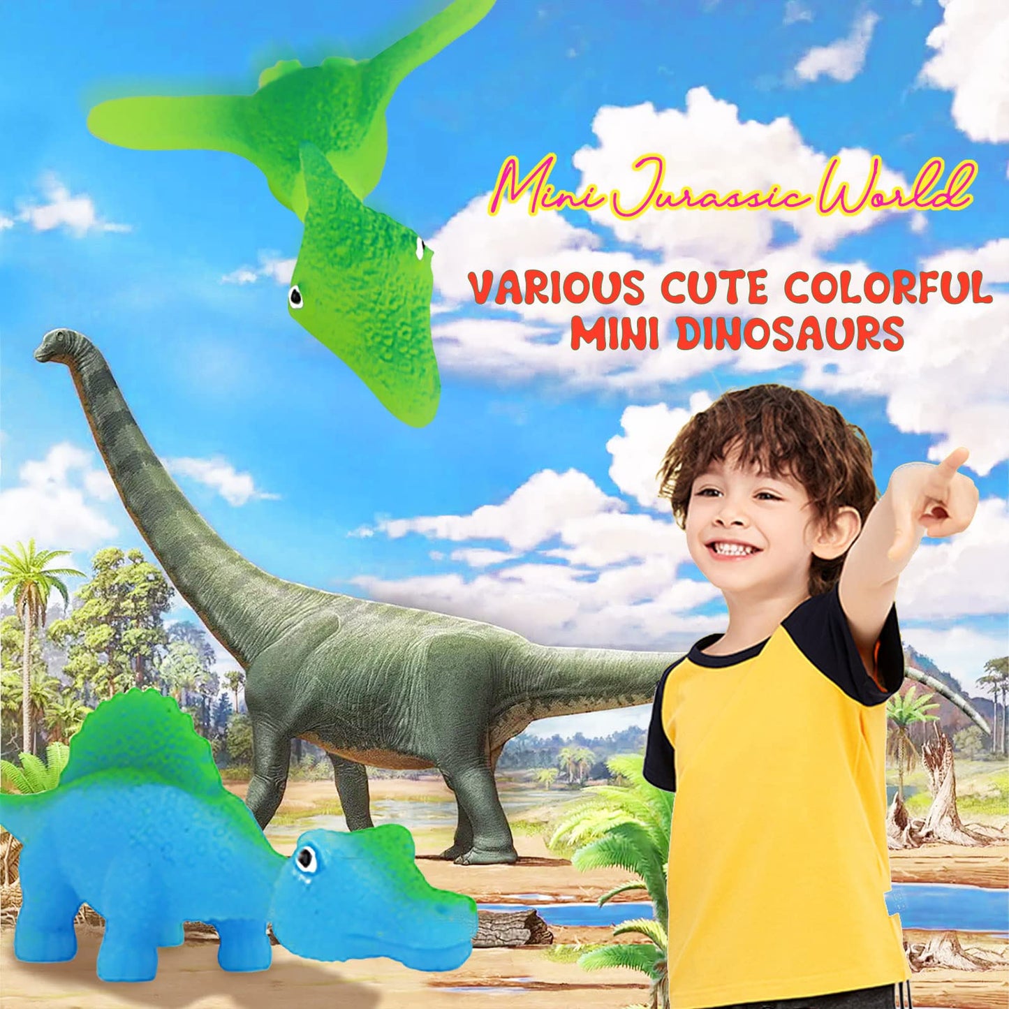 Pushmick 30 Pcs Slingshot Dinosaur Finger Toys, catapult toys as fun as slingshot chicken, cute shapes, more colors, Great for Flying Games and Party Favors.