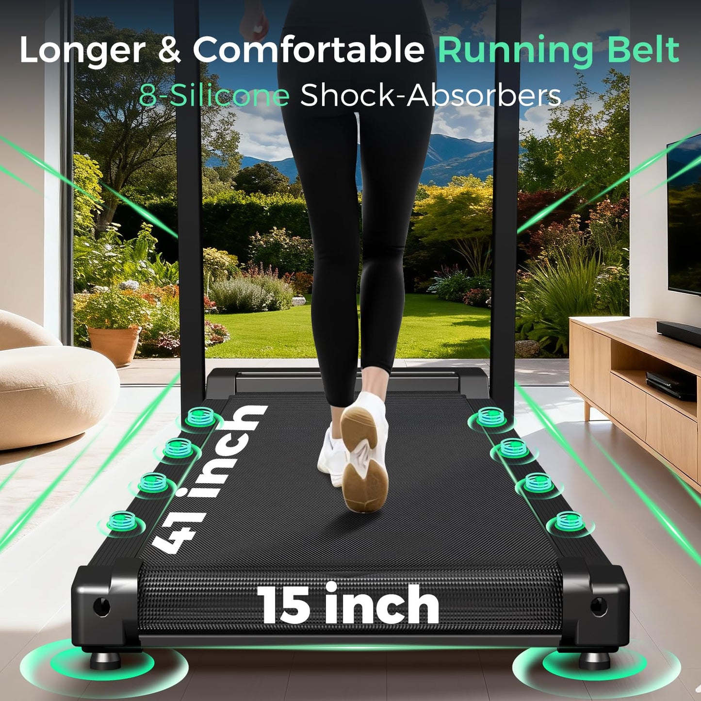 MUDFAC Foldable Treadmills for Home, 3.0HP Walking pad Treadmill with Handle Bar, Portable Electric Treadmill with Handles, 12 Preset Programs, LED Display and 300 lbs Capacity