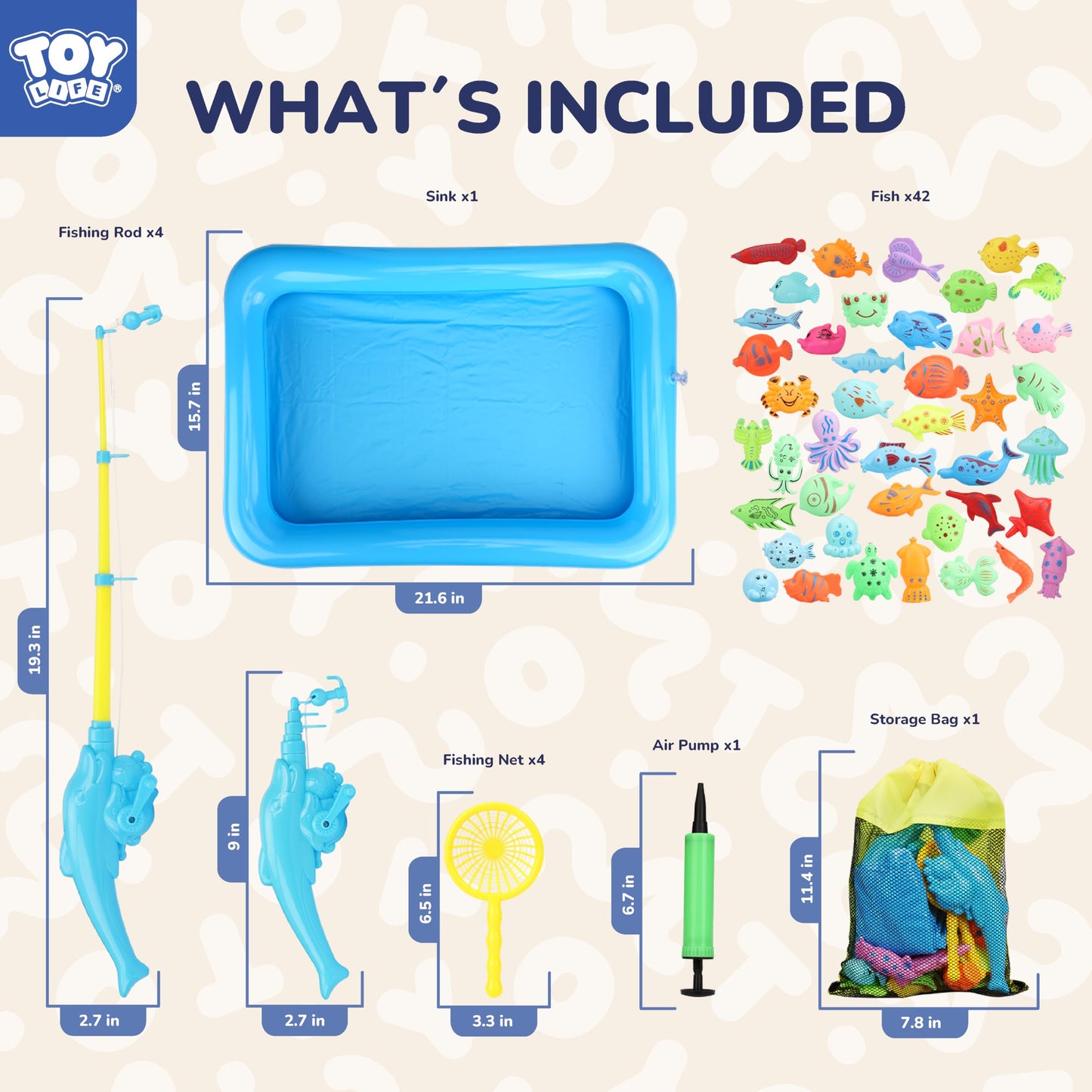 TOY Life 4-Player Magnetic Fishing Game for Kids 3-5 - Toddler Fishing Pole Set with Fish Toys - Bath & Pool Toys - Water Table Accessories - Educational Fishing Toy Rod for Boys Girls