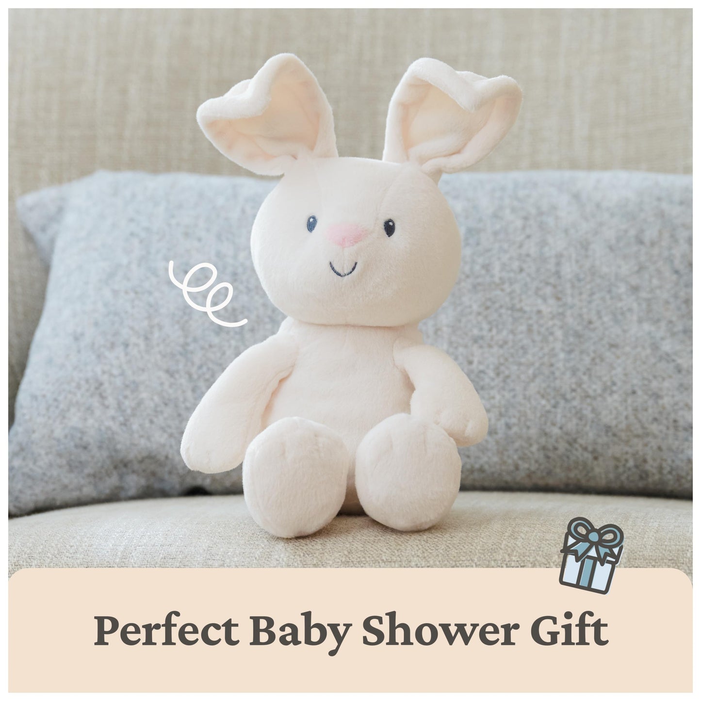 GUND Baby Peek-a-Boo Flora Bunny Plush, Bunny Rabbit Stuffed Animal, Baby Toy for Ages 0 and Up, Cream, 7" (Batteries Not Required)
