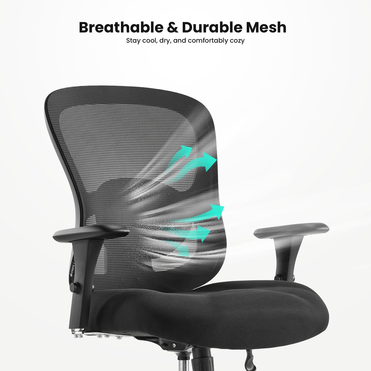 EUREKA ERGONOMIC Big and Tall Office Chair for Heavy People, Hoss 500lbs Heavy Duty Office Chair Mesh Ergonomic Desk Chair with Armrest, Rolling Chair with Wide Comfy Seat for Adult, Black