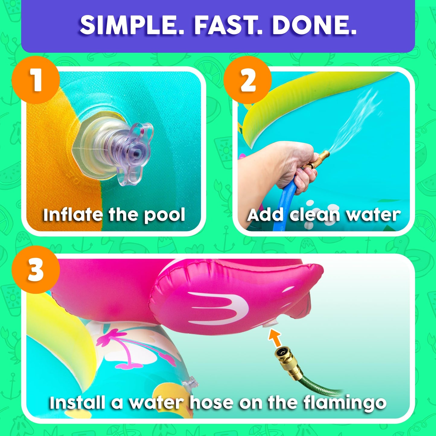 Kiddie Pool with Sprinkler | Kiddie Pool for Kids, Inflatable Toddler Pool, Inflatable Sprinkler for Kids with Splash Pad, Summer Water Toys for Toddler Outside, Summer Toys, Flamingo