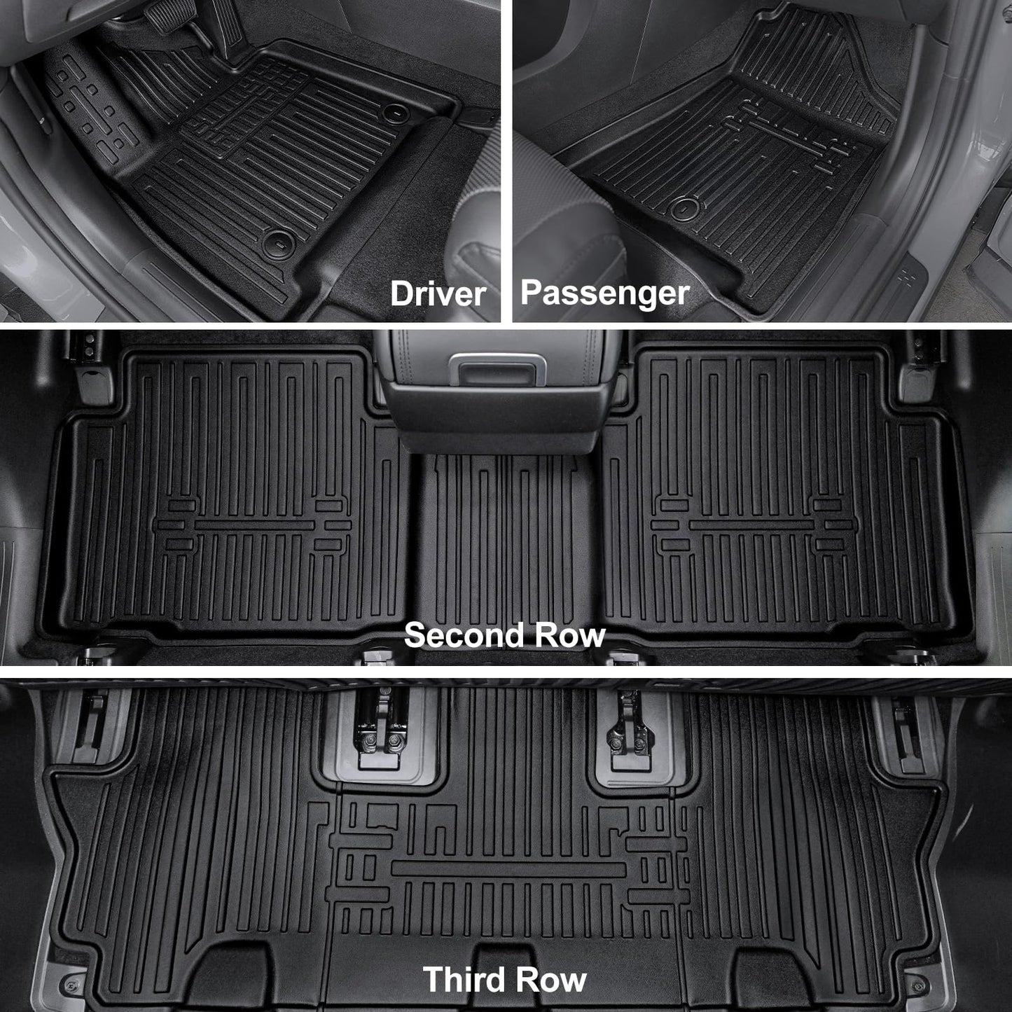 HOUCLEMIC Floor Mats for 2024 2025 2026 Hyundai Santa Fe (Fit Hybrid and Gas), TPE All Weather Protection Durable Trunk Cargo Mat with Backrest Mat for Hyundai Santa Fe