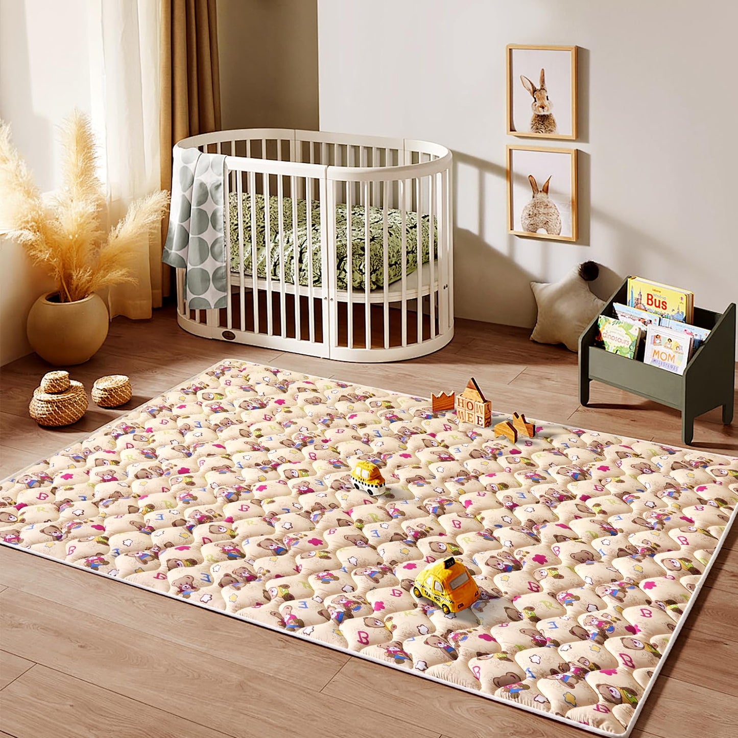 Baby Play Mat - 65" X 50",Premium Thicker Foam Machine Washable, Extra Large Anti-Slip Soft Cushioning Foam Playmats for Babies and Toddlers, Foldable Baby Crawling Mat for Playpen