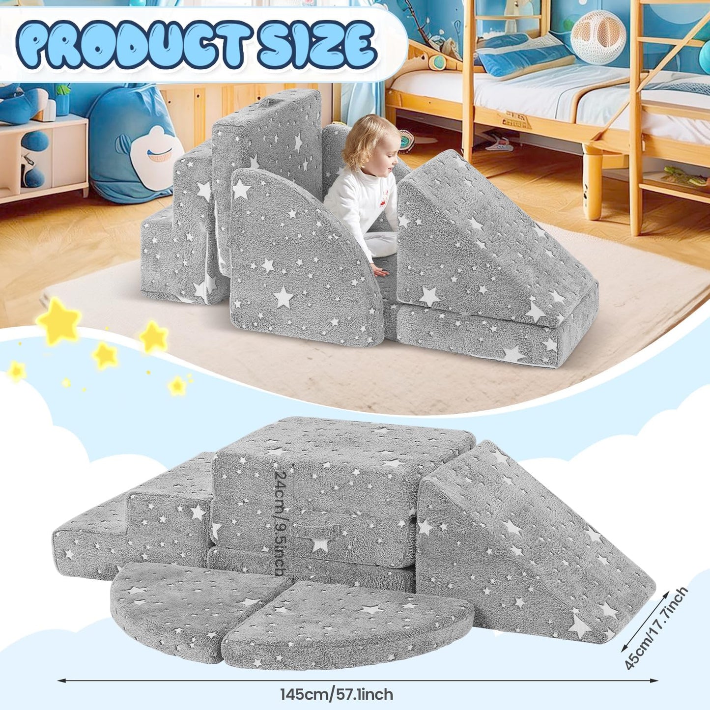 Tykacna 5pcs Foam Climbing Blocks for Toddlers 1-3, Safety First Toddler Climbing Toys Indoor, Soft Play Toys for Infant, Ideal Crawling and Exploration Play Set for Baby Gym/Toddler Playground