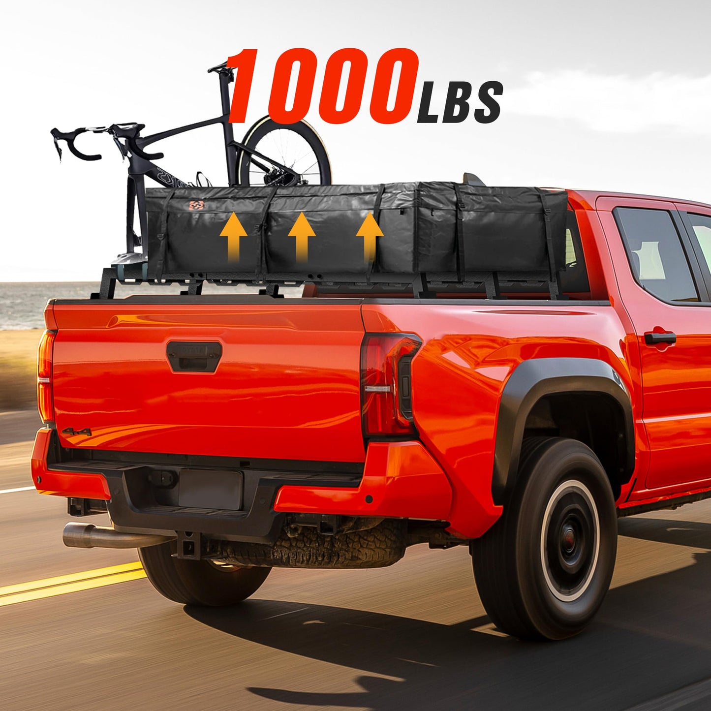 YZONA Truck Bed Rack 55.7”-66” Adjustable Cross Bar Compatible with Ford F150/ Titan/Silverado 1500 & GMC Sierra 1500/ Frontier/Toyota Tundra/Tacoma/Gladiator JT/Chevy Colorado & GMC Canyon