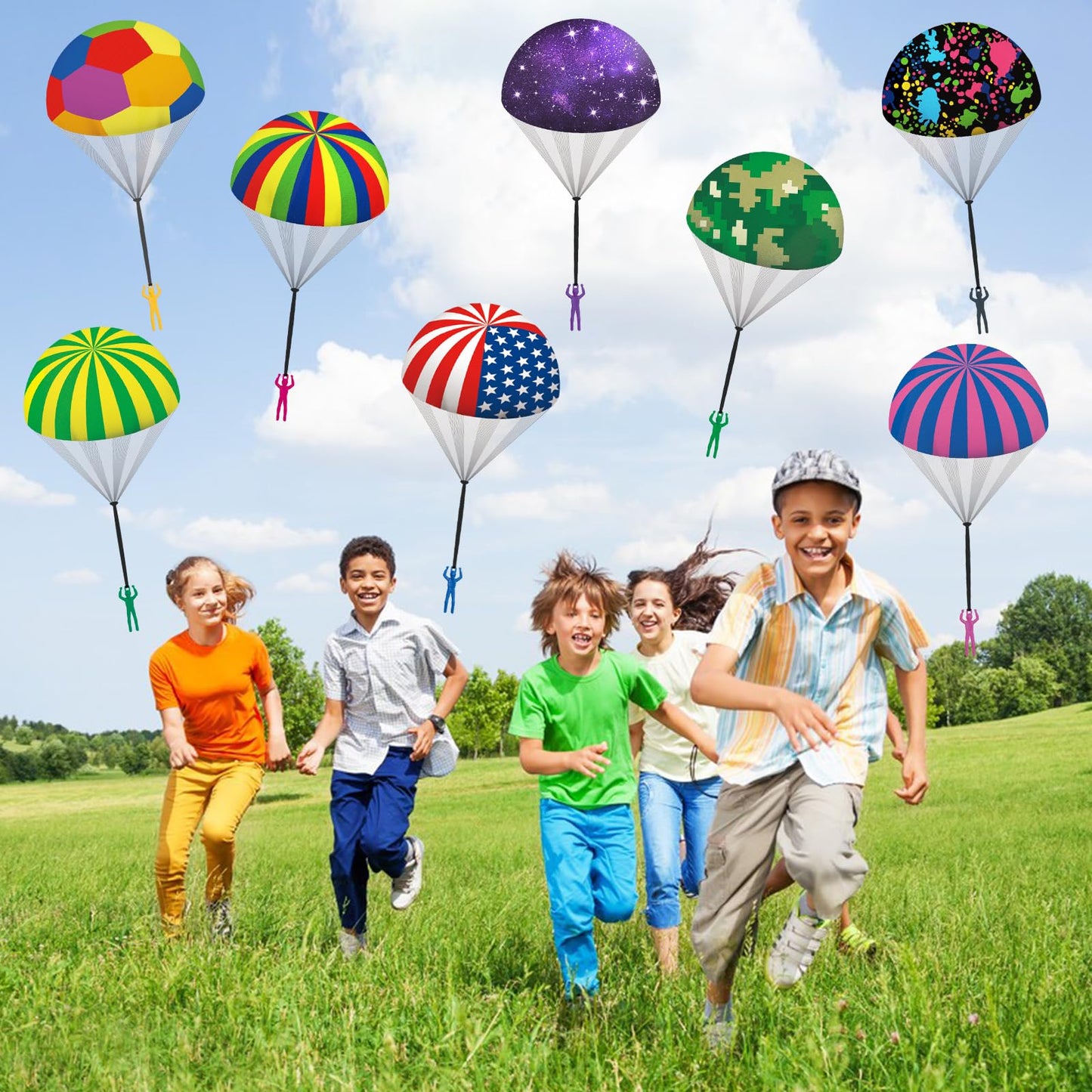 Ynybusi 10 Pcs Parachute Toys for Kids, Cool Outdoor Flying Toys Parachute Men for 3 4 5 6 7 8 9 10 Year Old Boys Kids, Best Easter Basket Stuffers Valentines Gifts Idea 2026 for Kids Party Favors