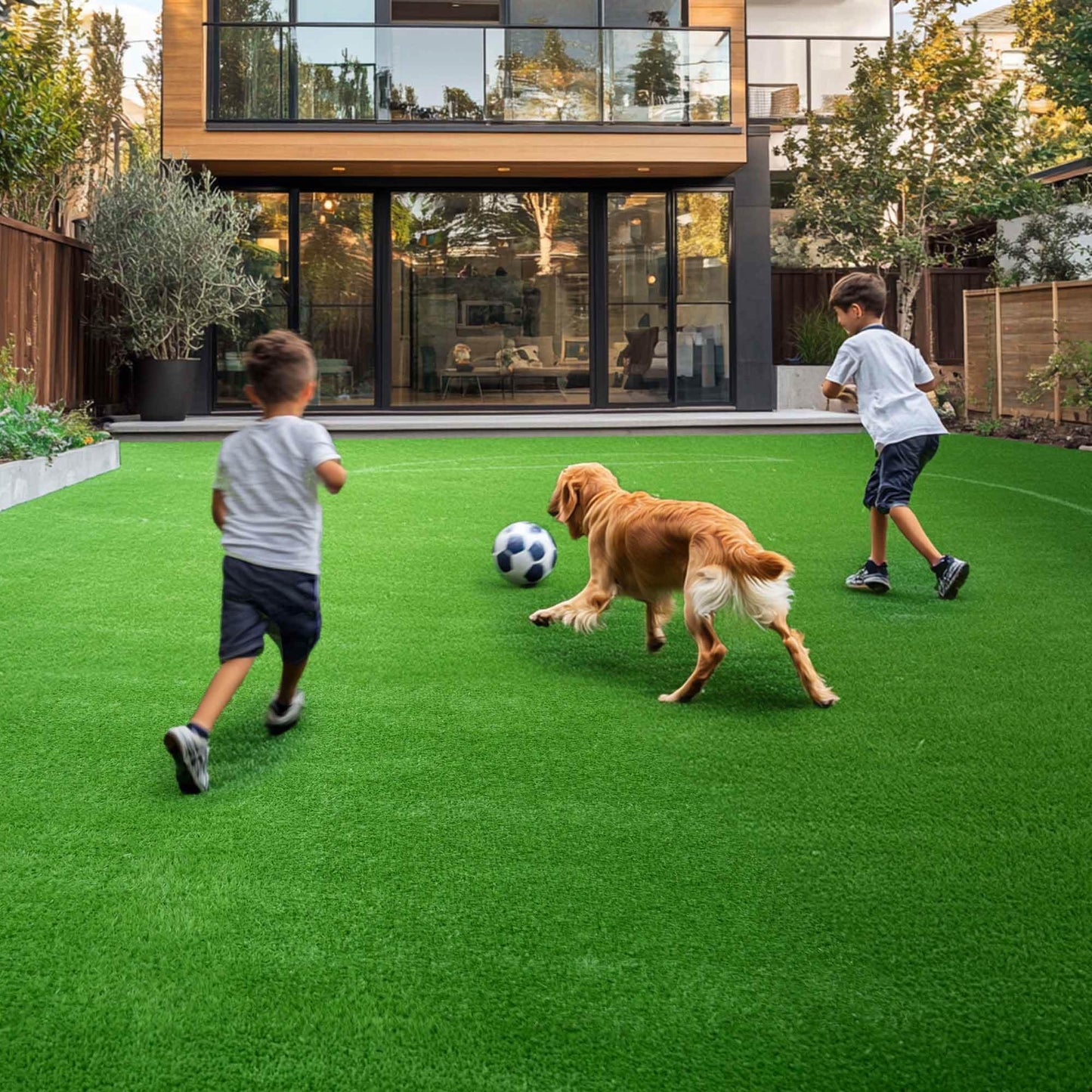 Yescom Artificial Grass Turf Synthetic Turf Fake Lawn with Drainage Holes for Pet Dog Potty Backyard Outdoor 50'x3'x4PCS(600 Sq.Ft) 1.38" Pile Height