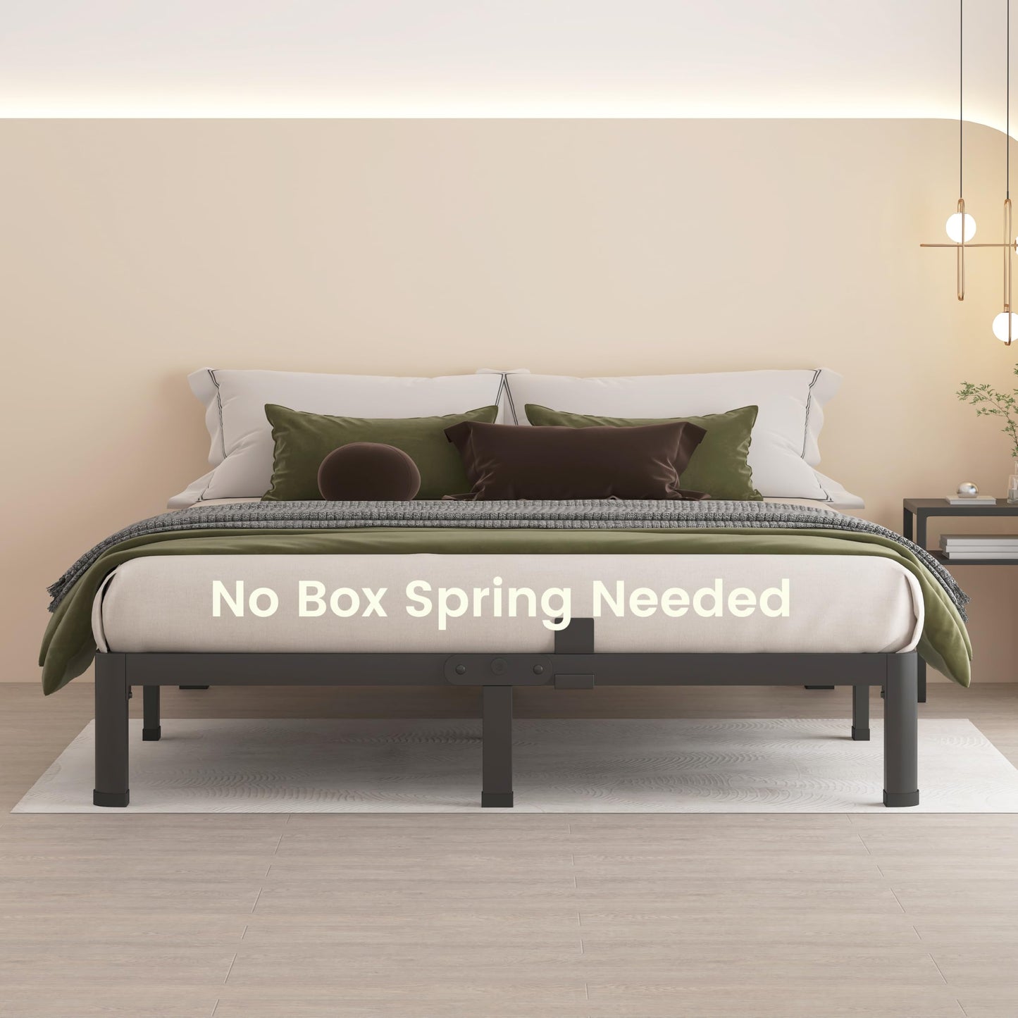 MAF 10 Inch King Metal Platform Bed Frame with Round Corner Legs, 3000 LBS Heavy Duty Steel Slats Support, Noise Free, No Box Spring Needed, Easy Assembly