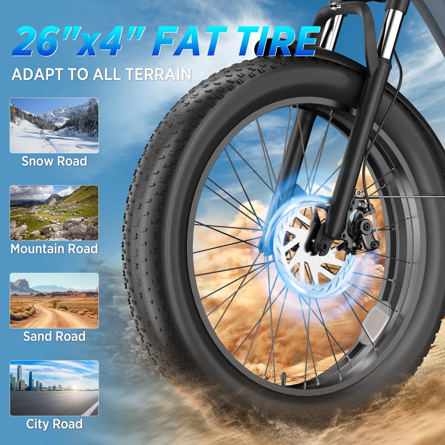 Electric Bicycle for Adults, 1500W Peak Motor 30 MPH 60 Miles Fat Tire E Bike with 48V 18.2Ah Removable Battery 26" Electric Bike Hydraulic Disc Brake and 7-Speed Motorcycle,UL 2849 Certified
