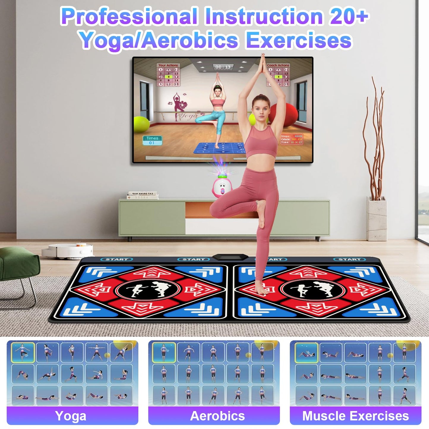 YRPRSODF Dance Mat for Kids and Adults,Double Dance Mats with Camera,Electronic Dance Pad for TV, Dancing mat for Exercise,Plug& Play Game for Kids,Gifts for Girls Boys Ages 3+