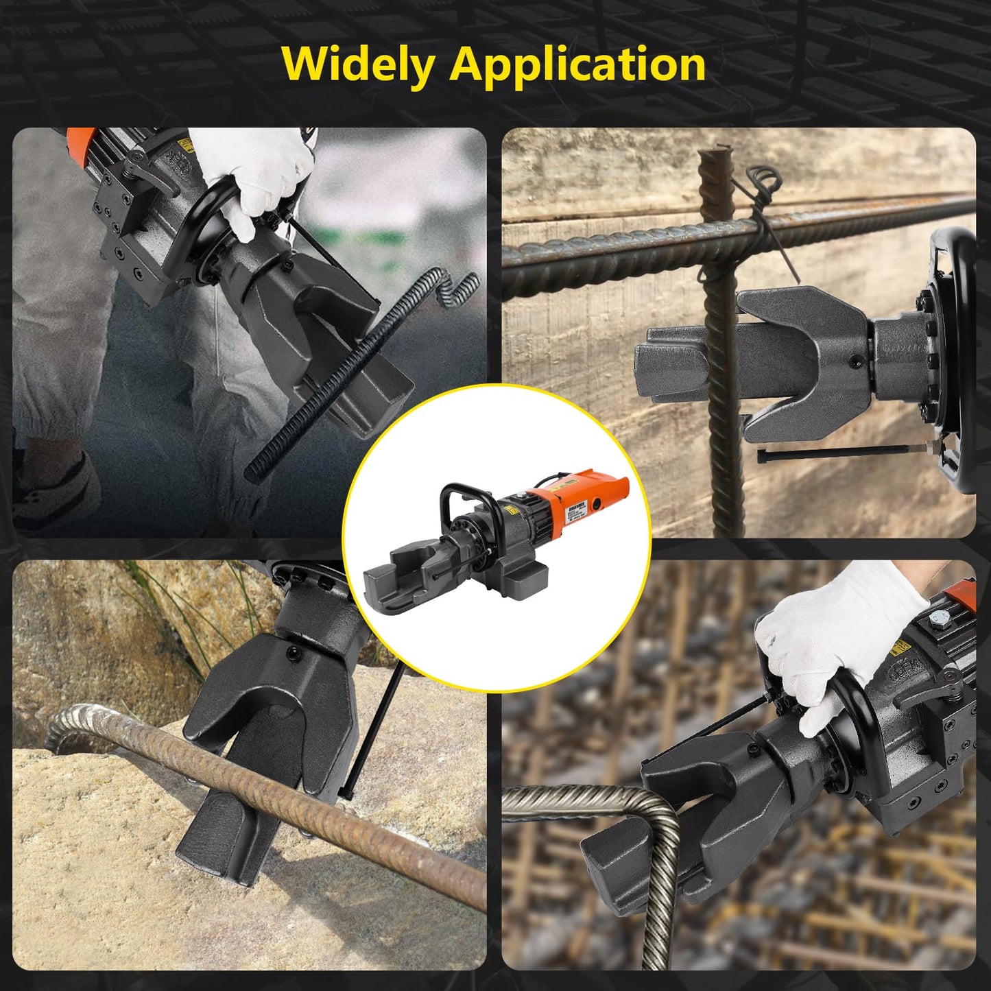 Electric Hydraulic Rebar Bender, 900W 110V, Bending up to 5/8 in #5 16 mm Rebar, Bending Angle 0-130 Degrees, Hand Held Bender Machine for Rod Steel Copper Bar (900W RB-16)