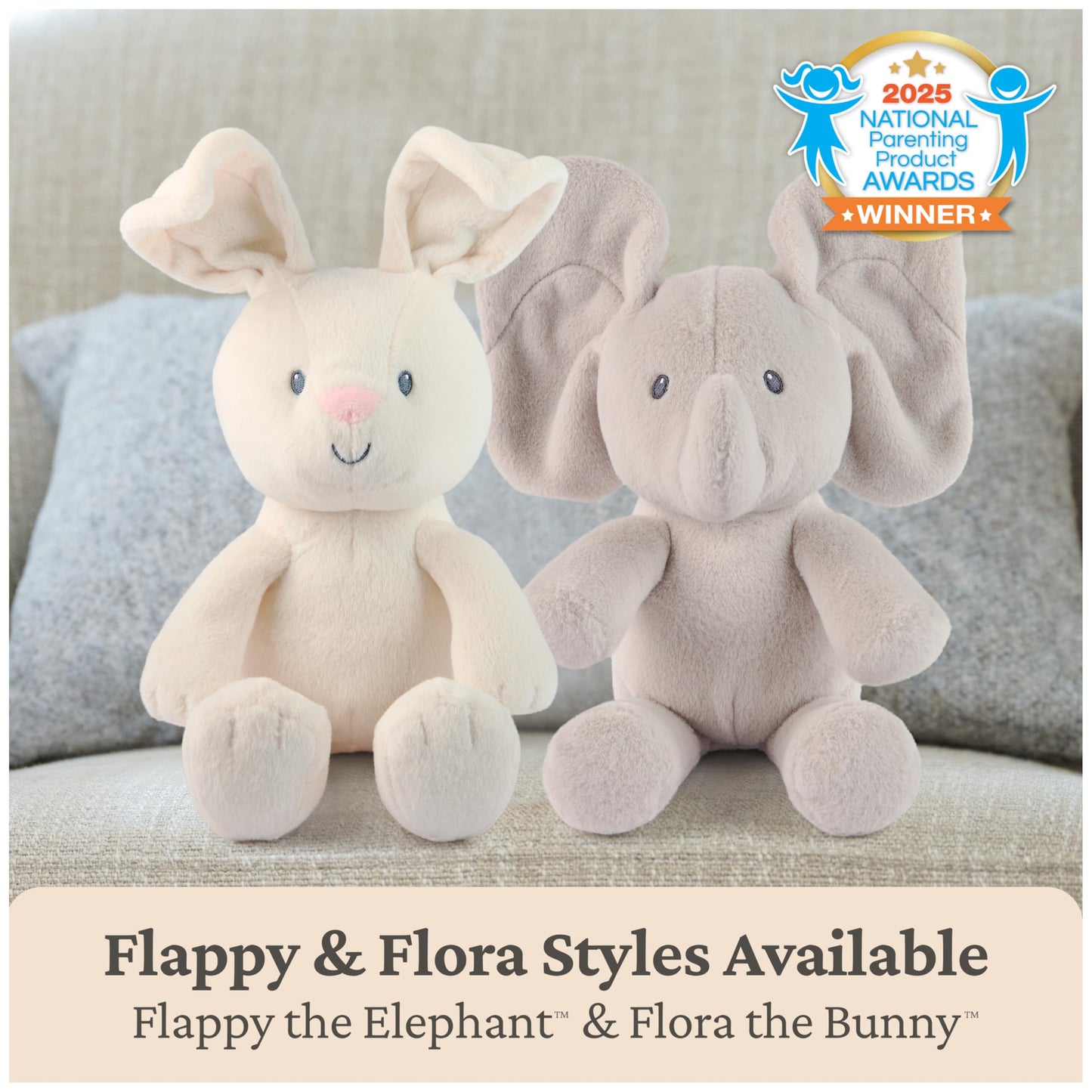 GUND Baby Peek-a-Boo Flappy Elephant Plush, Elephant Stuffed Animal, Baby Toy for Ages 0 and Up, Gray, 7" (Batteries Not Required)
