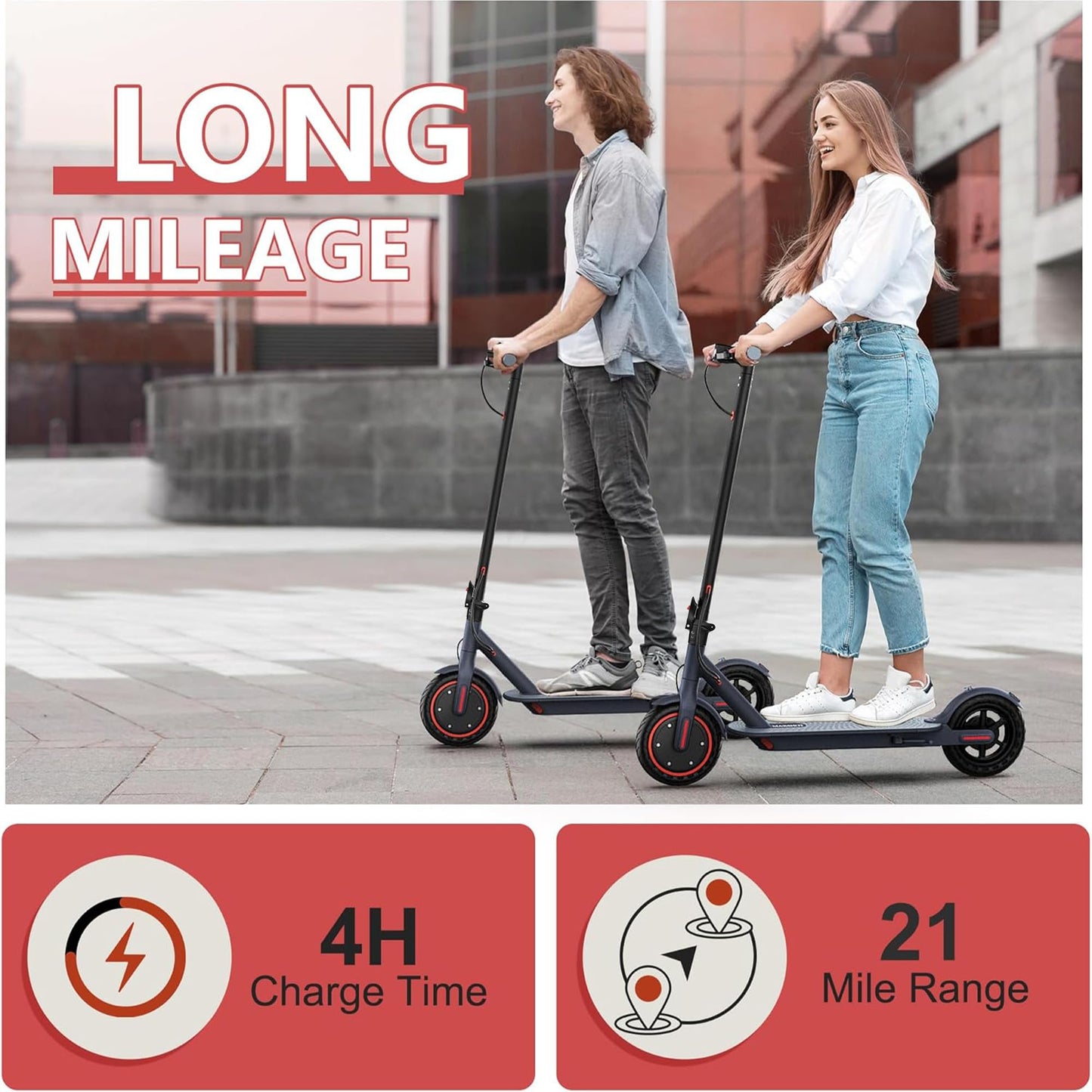 MAXSHOT Electric Scooter for Adults, 8.5/10/14" Tires, 19/22Mph, 350W/500W Motor, 21-28 Miles Range, Folding E-Scooter with Dual Suspension,APP Control