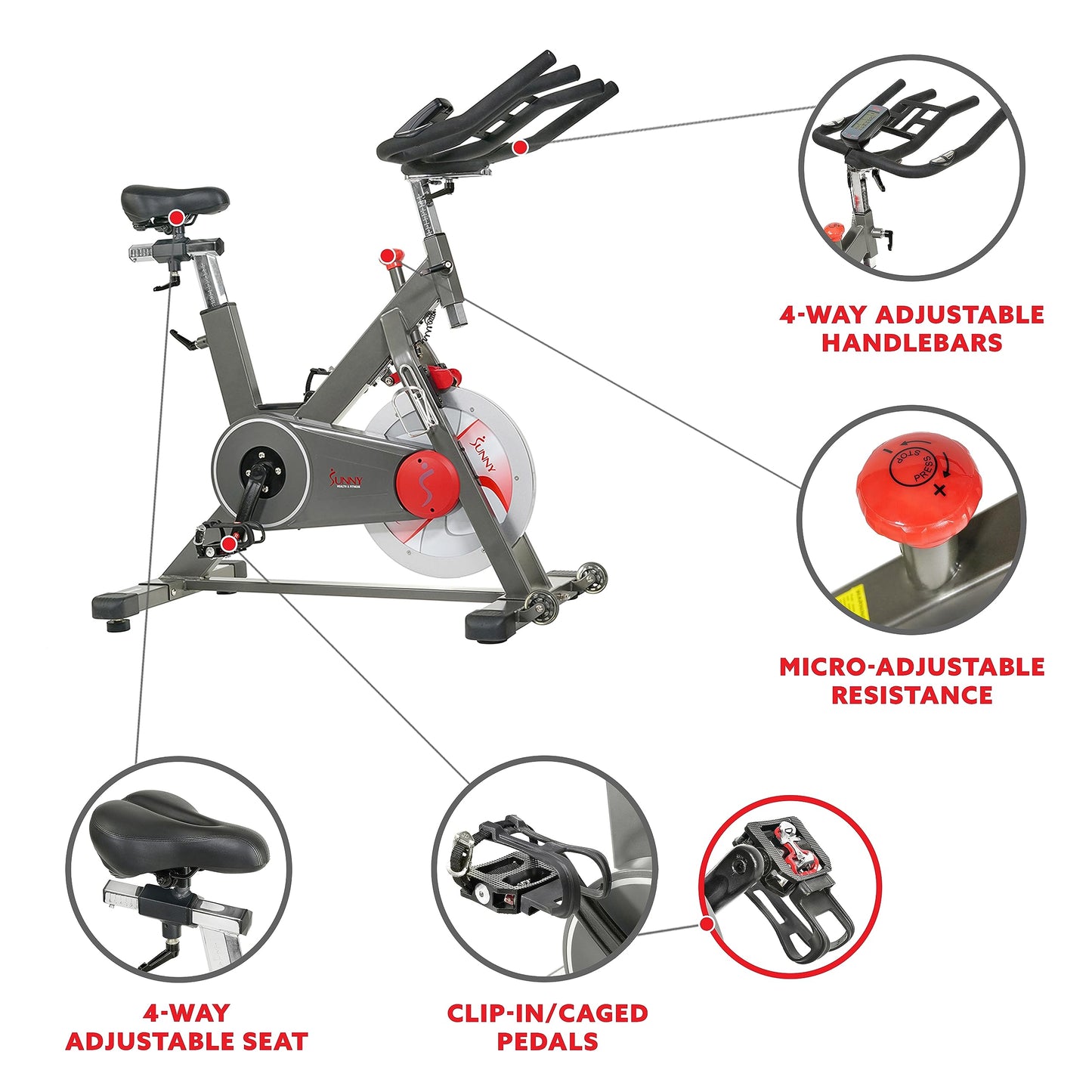 Sunny Health & Fitness Indoor Training Cycling Fitness Bike - SF-B1913