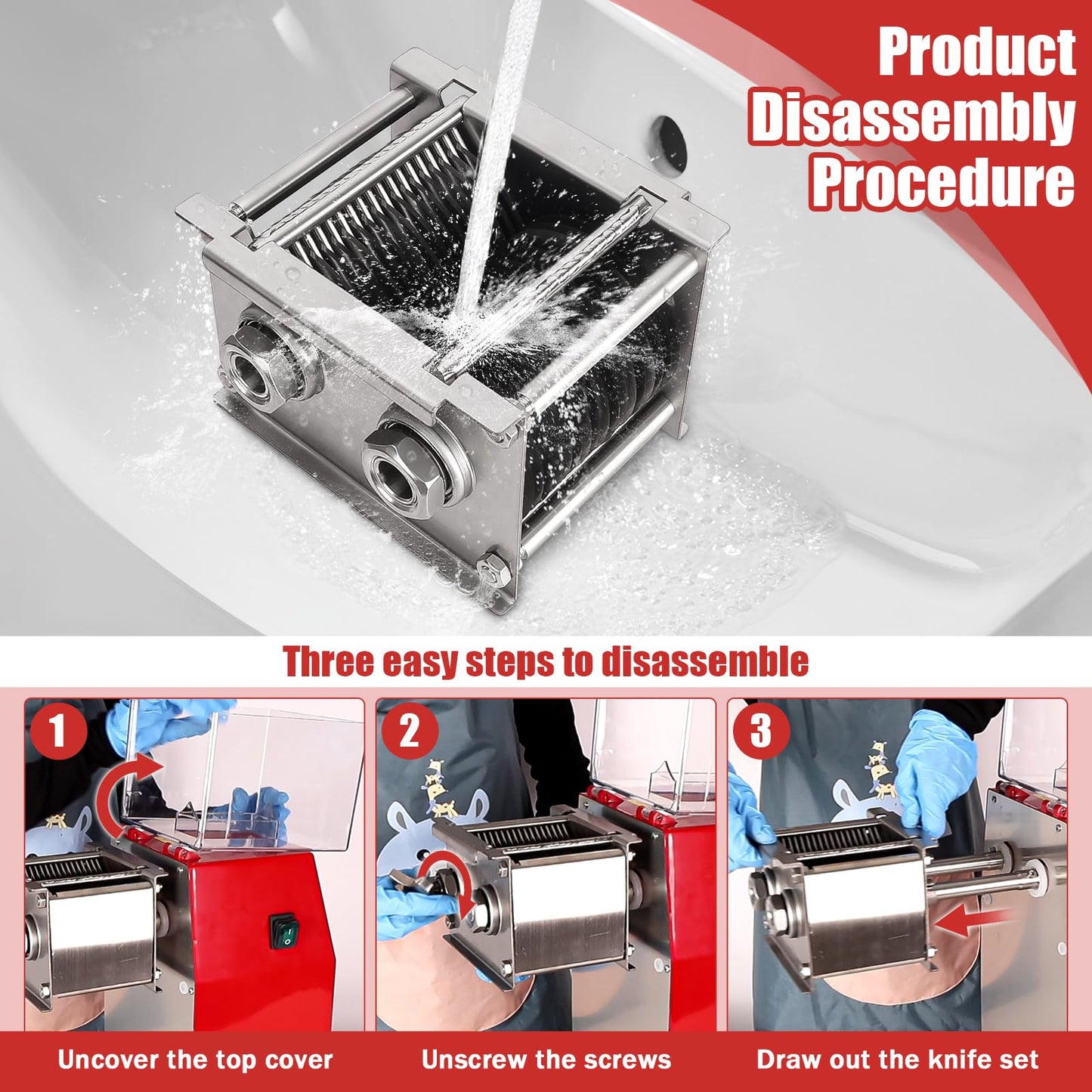 ARLUMA Meat Cutter Machine,850W Commercial Meat Cutting Machine Electric Stainless Steel Meat Slicer for Home Kitchen, Restaurant, Supermarket (8MM)