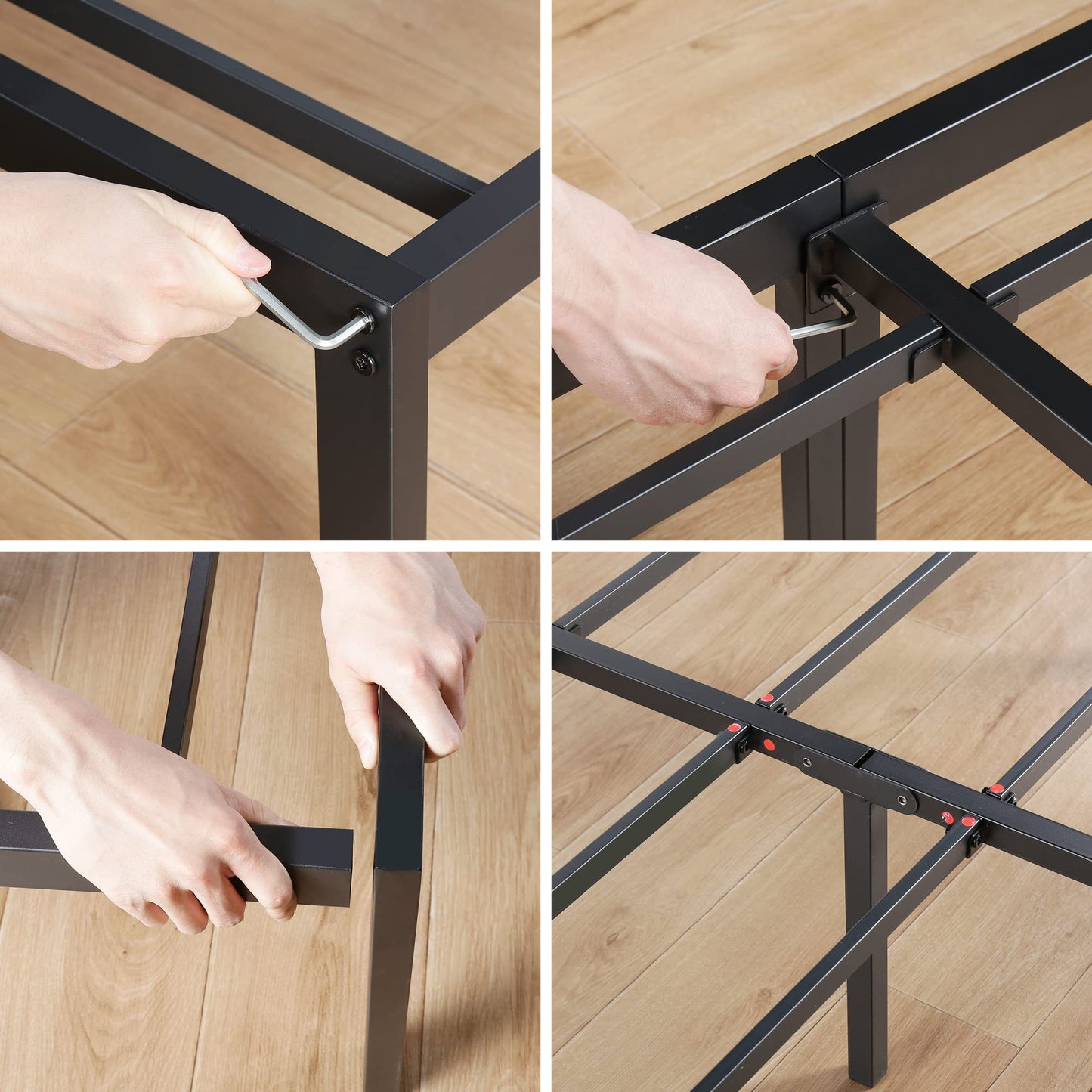 Olee Sleep 18 Inch Heavy Duty Steel Slat Anti-Slip Support, Easy Assembly Platform Bed Frame, Noise Free Steel Mattress Foundation, Maximum Storage, No Box Spring Needed, Black, King Size