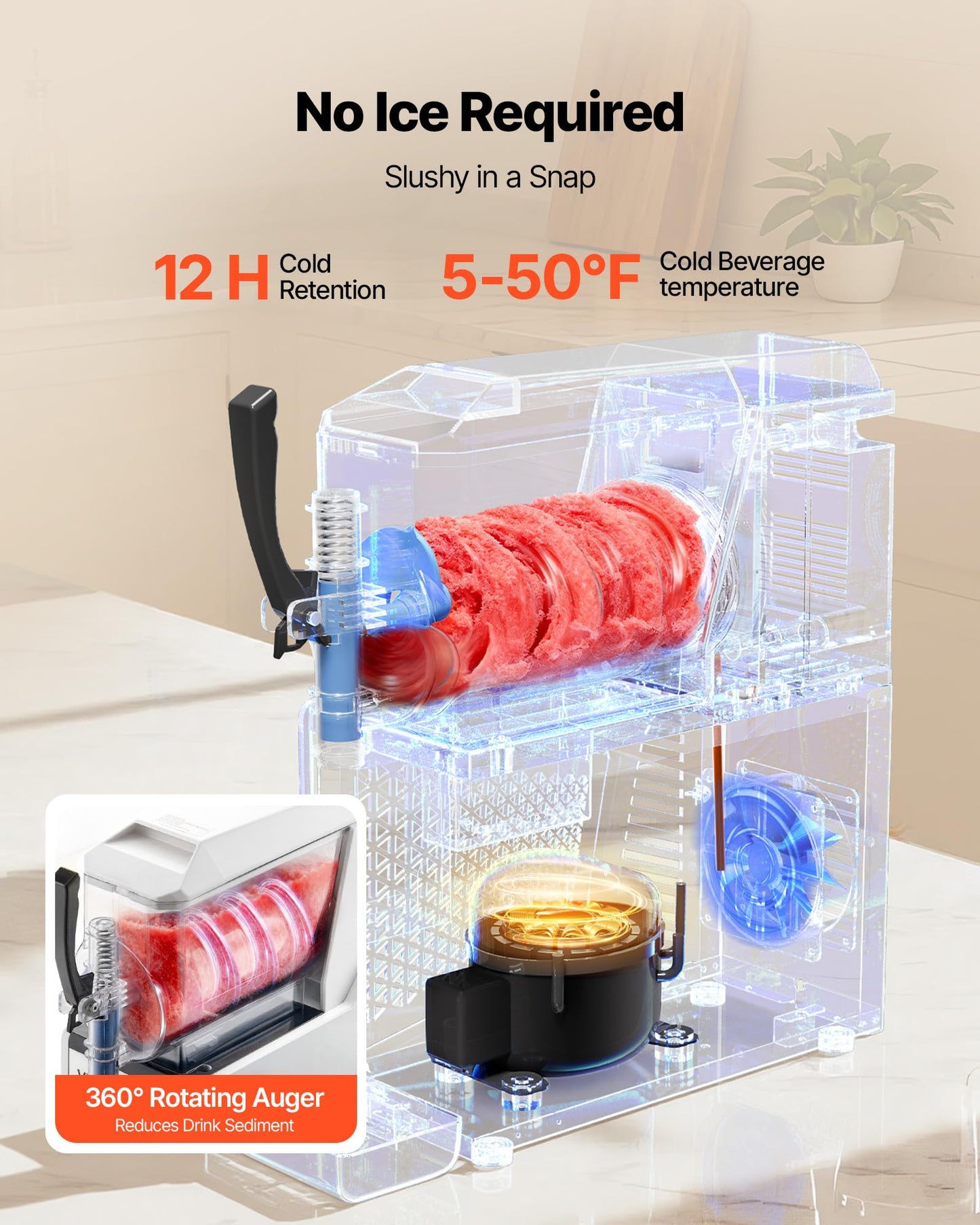 VEVOR Slushie Machine, 3L/100oz No Ice Needed Slushy Machine for Home, Frozen Drink Maker with Single Tank, Margarita Machine with Self-Cleaning, for Frozen Margaritas, Frappés, Milkshake & More