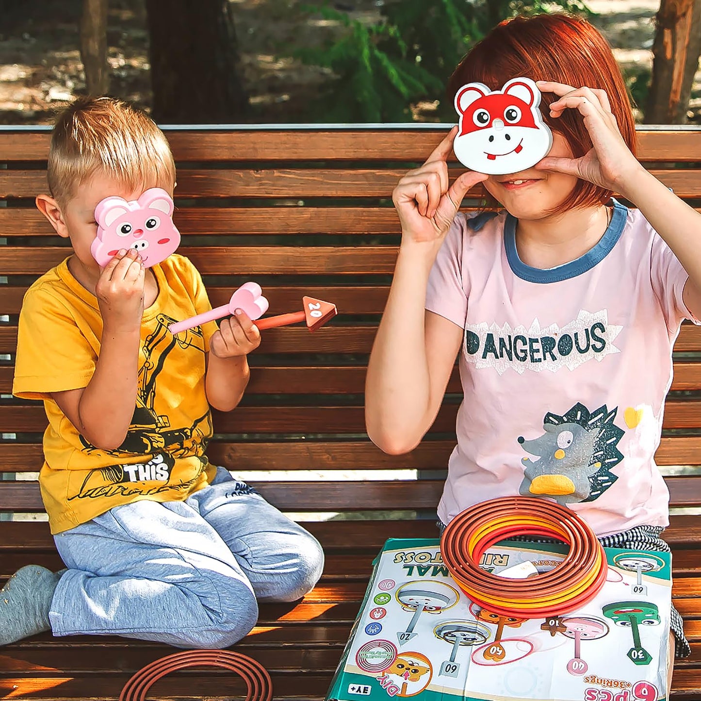 Animal Ring Toss Game Toy Set for Kids, 6 Targets Stands & 36 Rings Combo, Indoor Outdoor Party Yard Family Adults Activity, Holiday Present Birthday Gift for Toddlers Boys Girls Child Ages 3+