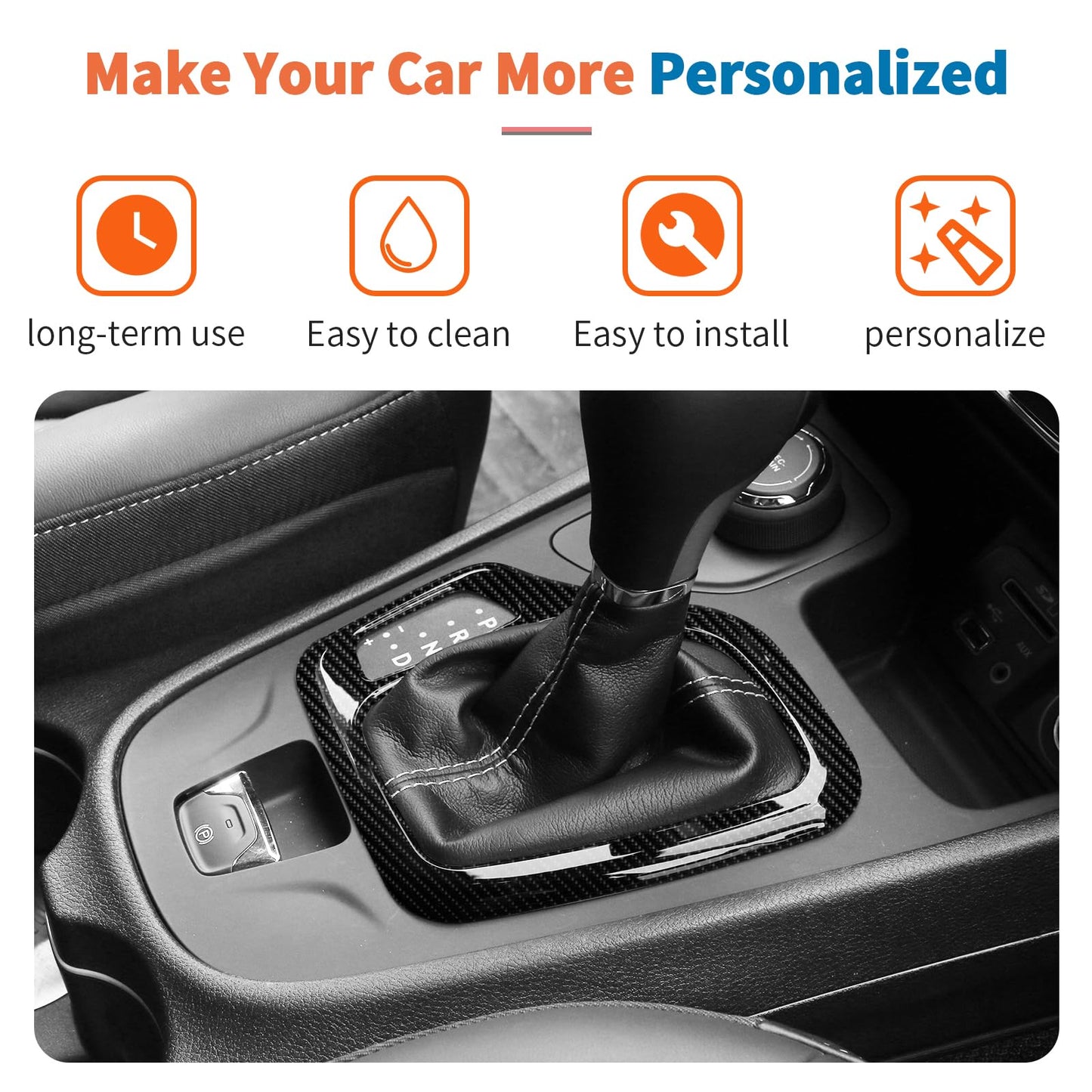 JeCar 9pcs Set Black Carbon Fiber Interior Trim Kit for 2014-2018 Jeep Cherokee Interior Accessories