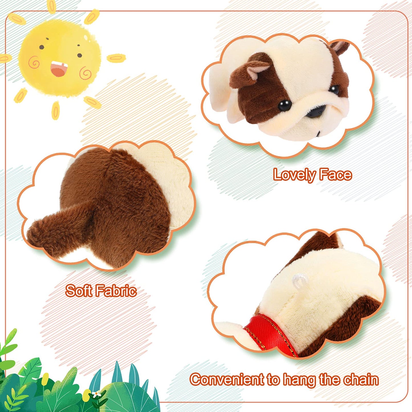 Sumind 9 Pcs 4" 5" Mini Plush Stuffed Dog Party Favor Small Puppy Stuffed Animal Bulk Soft Toy Doll Cute for Kids Graduation School Gift Baby Shower Birthday Adopt Party(Fluffy Puppy)