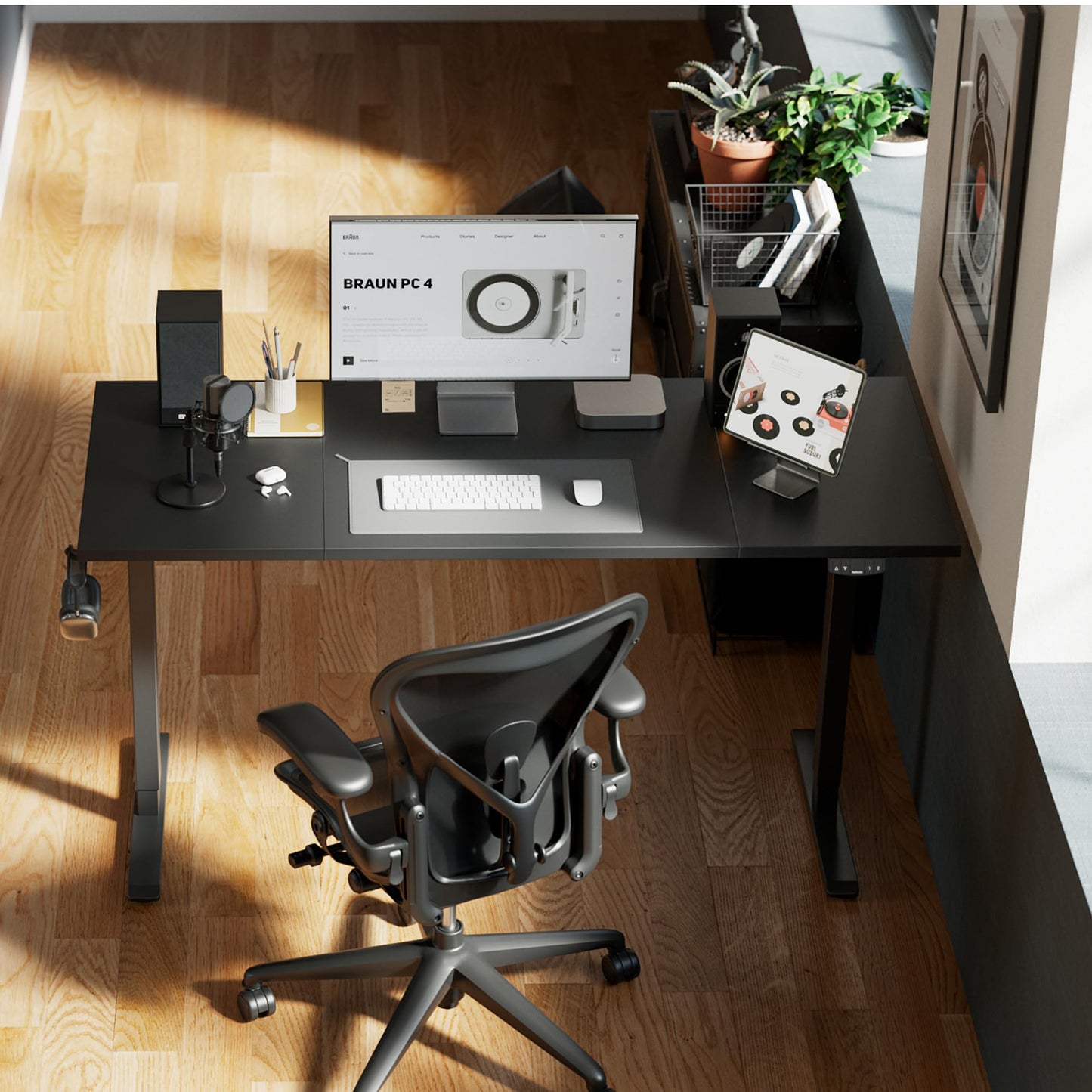 Agilestic Electric Standing Desk, Large 63 x 24 Inches Height Adjustable Desk, Sit Stand up Desk for Work Office Home, Splice Board, Black