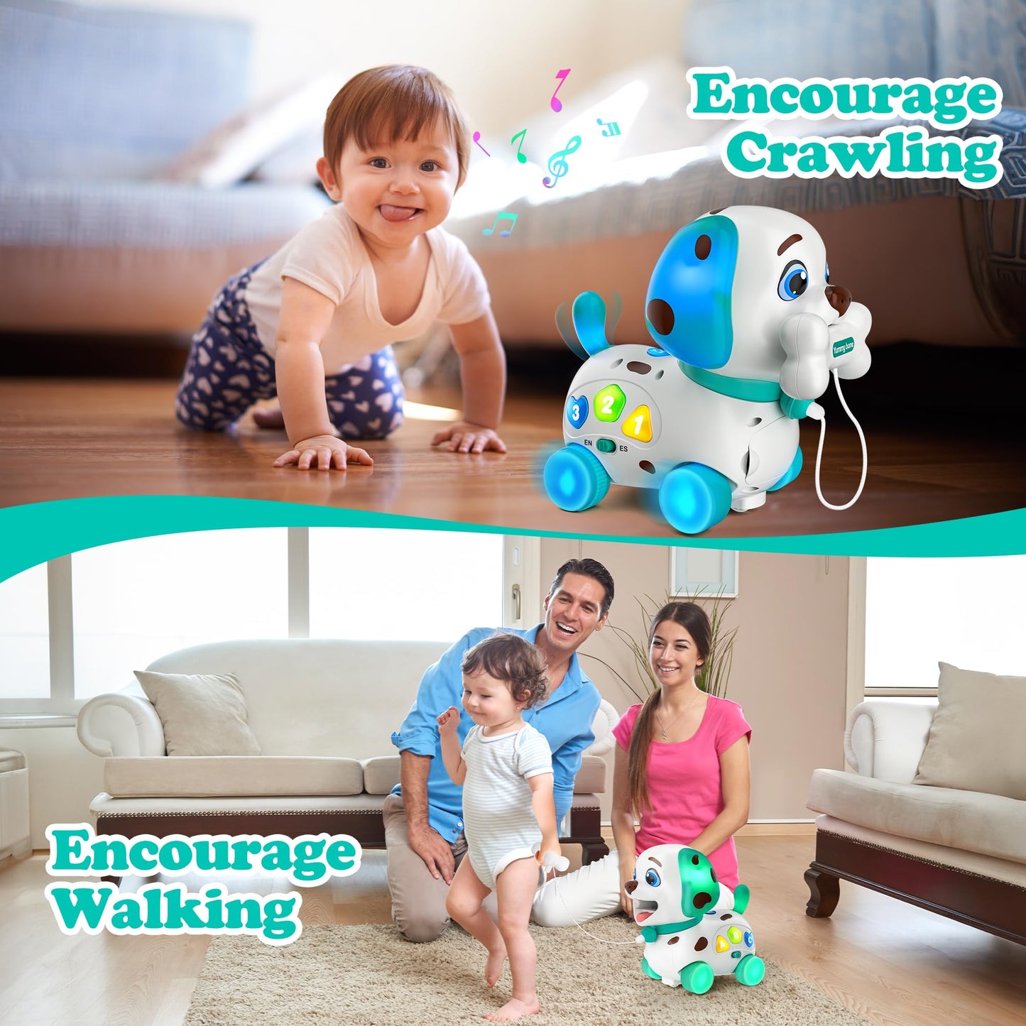 Musical Bilingual Toys for 1 Year Old Boy Gifts, Educational Baby Toys 6-12-18 Months, 1st Birthday Boy Gifts for 1 Year Old Girl Presents, Learning Puppy for Toddlers