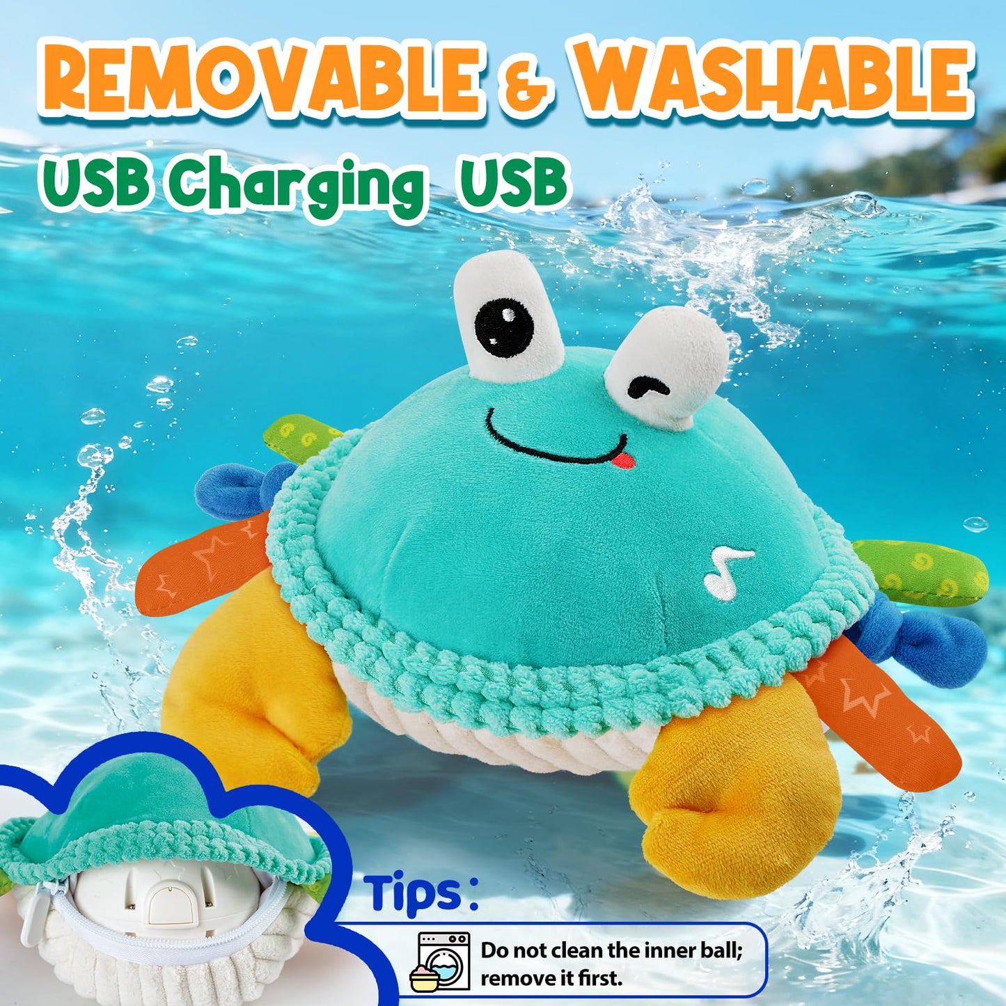 FUNZBO Baby Tummy Time Toys 12 18 Months -Musical Dancing Crawling Crab Babies Plush Toy, Interactive Infant Toys With 50 Songs & Recording Feature,Birthday Gifts for 1 2 3 Year Old Boys Girls Toddler