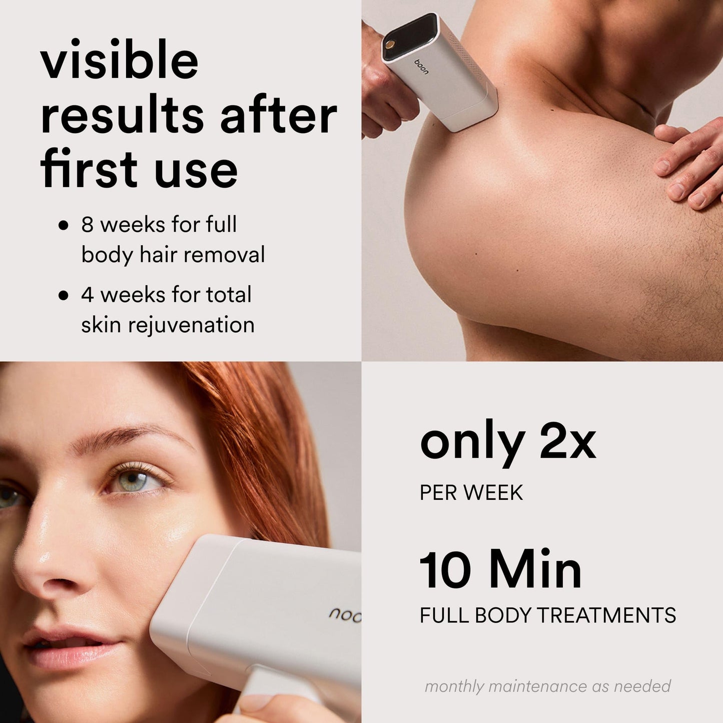 Nood™ NEW Flasher Pro Kit — IPL Laser Hair Removal Device for Women & Men + Refillable 5-Blade Shaving Razor Kit + Exfoliating Buff Bar + Hydrating Shave Lube + After Shave Serum — Gloss White