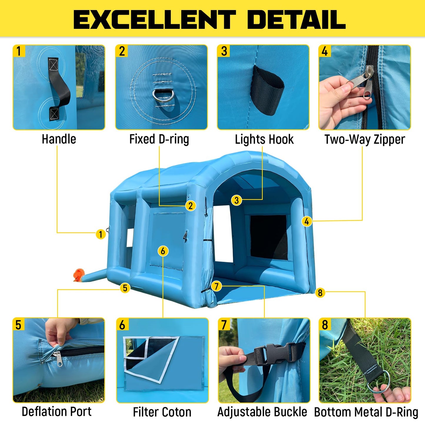Inflatable Paint Booth,13x9.8x8.7FT Portable Paint Booth Tent with Blower,Inflatable Spray Booth for Painting DIY Car Truck Motorcycle Furniture Parts Paint Renovation,Parking Workstation