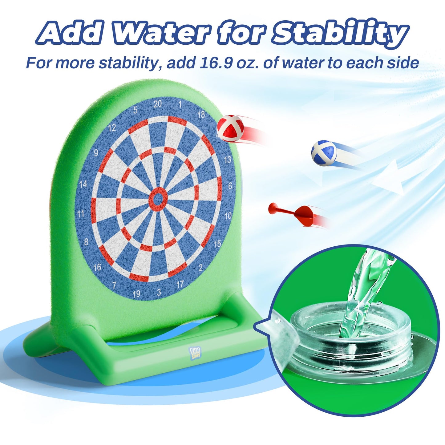 Funscape Kids Fun Pool Floating Water Toys, Inflatable Tic-Tac-Toe Dart Board Game, Swimming Pool Floats, Beach Outdoor Play Summer Birthday Gift 3 4 5 6 7 8 9 10 Yrs Boy Girl Teen Adult Family-Green