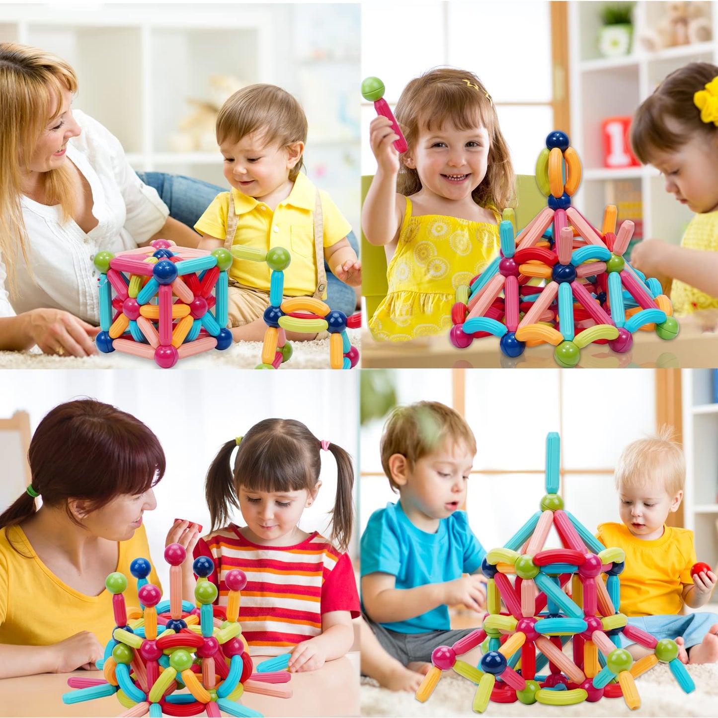 COUOMOXA Magnetic Toy Montessori for Kids: 3 4 5 6 7 8 9 10 11 12 Years Old Kids Building Sticks - Magnetic Creative Toy Age 3-12 Playroom Family - Christmas Birthday Gift for Boys Girls