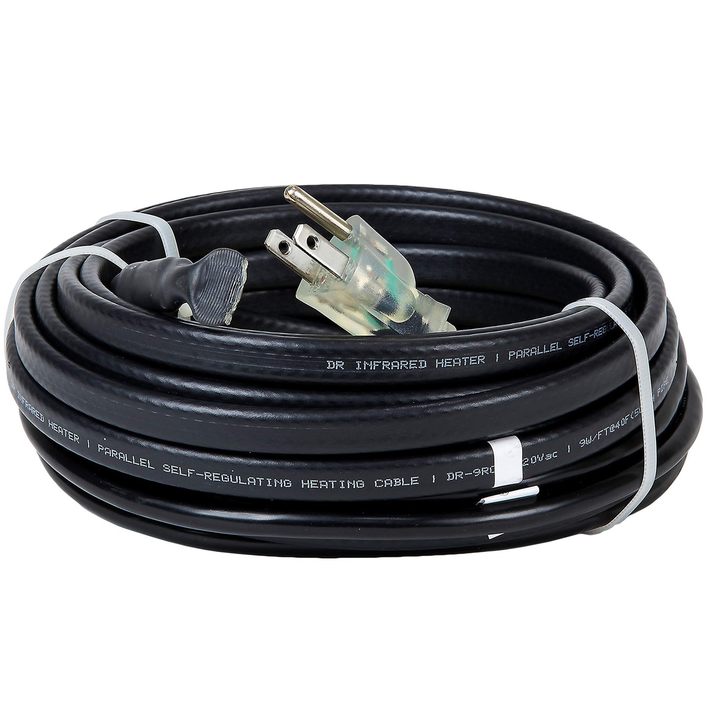 Dr Infrared Heater DR-9RC1100 Heating Cables for Pipes and Roof De-Icing, Self-Regulating with Built-in Thermostat, 120V, 12W/ft, 1200W, 100FT