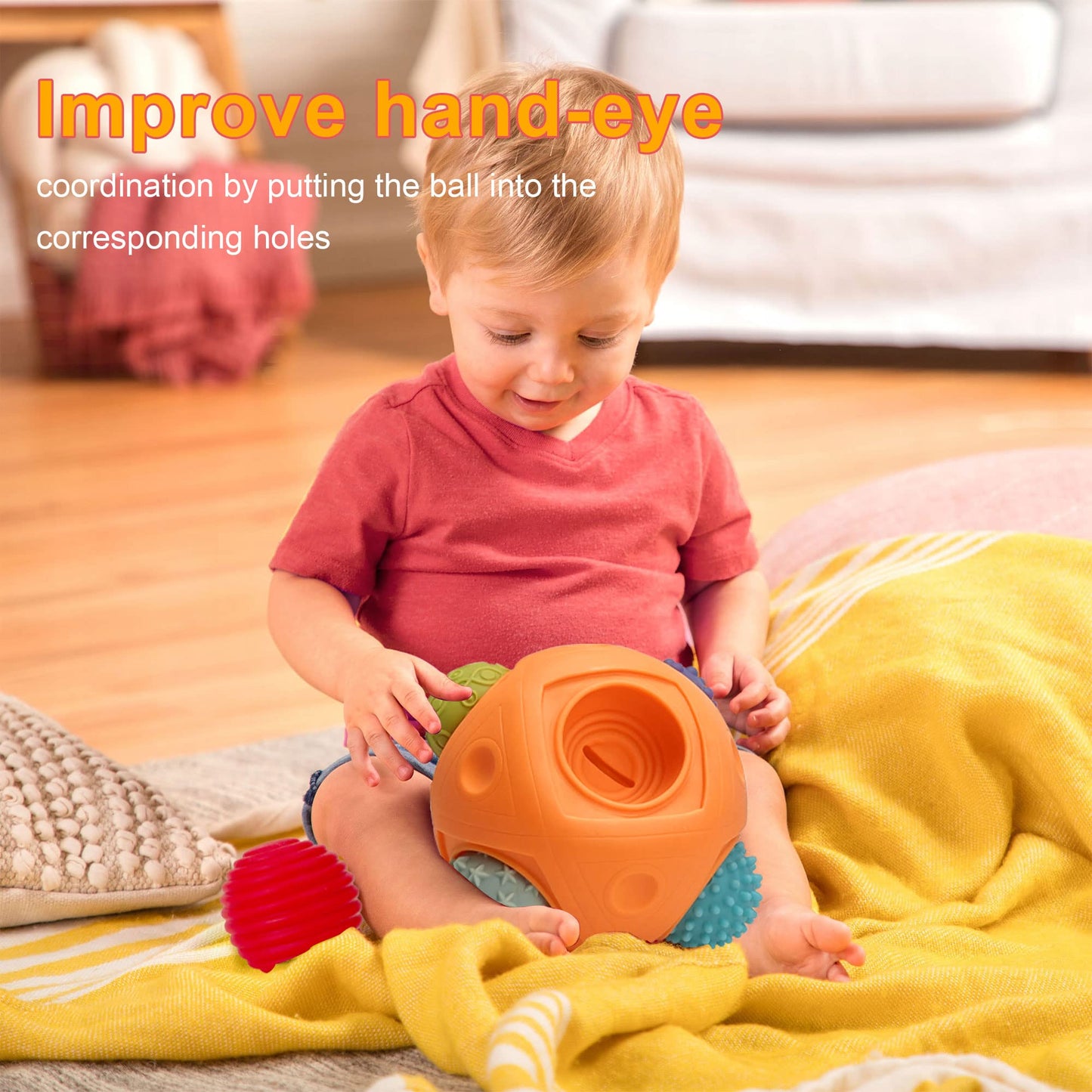 ROHSCE Montessori Toys for Babies 3 Months+, 12Pcs Baby Balls 3 to 12 Month for Babies & Toddlers 3M+, Educational Toys for Babies 6-12 Months