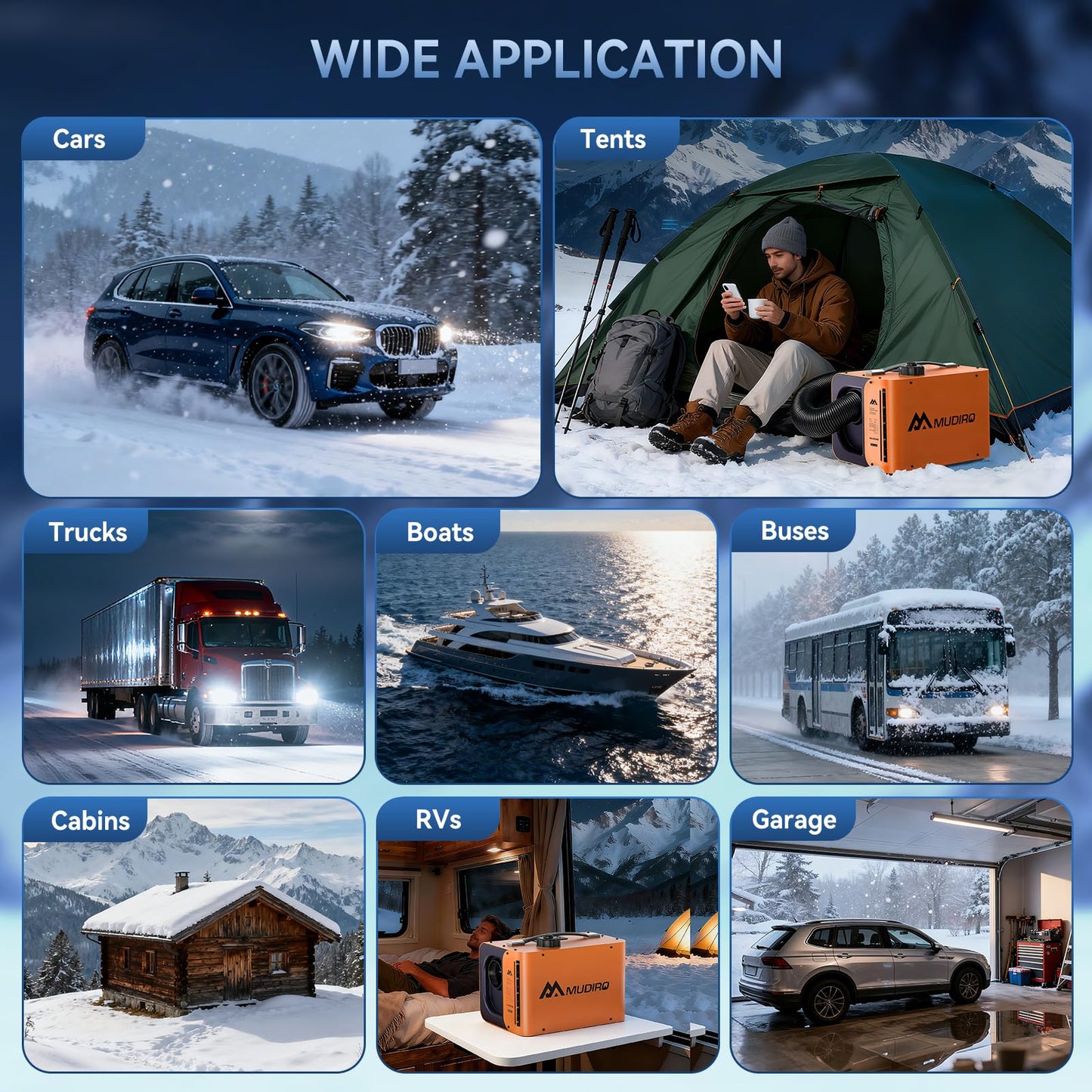 Diesel Heater Ultra, 12V/24V/110V 8KW with CO Protection (Auto Shut-off & Alarm), Thermostat, Remote, TFT Display, Auto Altitude Adjustment, Chinese Diesel Heater for Camping, RV, Tent